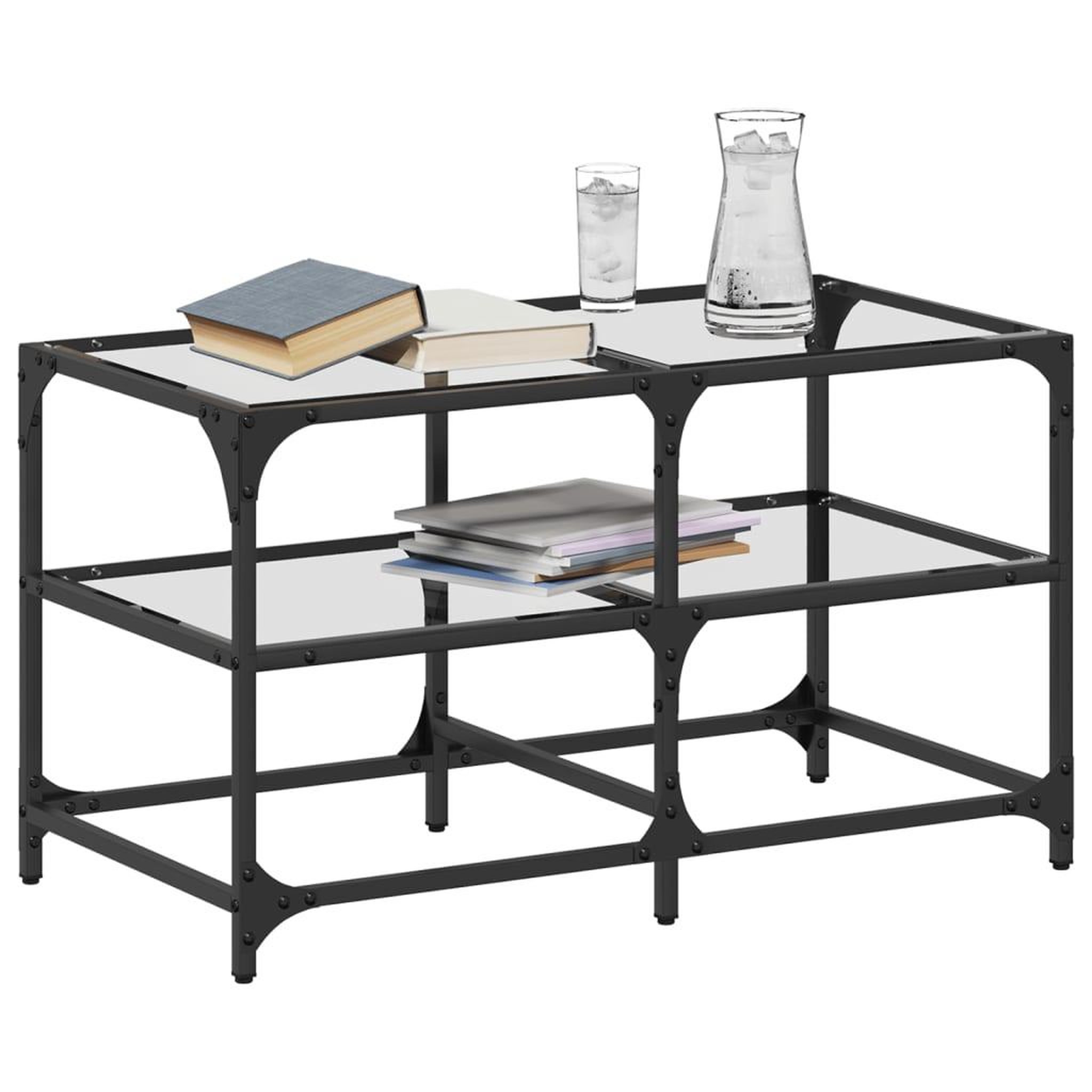 Voir la diapositive 3 : VIDAXL Table basse avec dessus en verre transparent 78,5x40x45cm acier