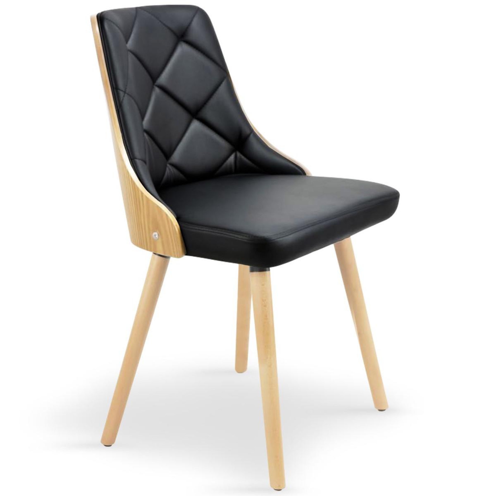 Voir la diapositive 2 : Paris Prix Lot de 2 chaises scandinave  cargo  79cm chêne & noir