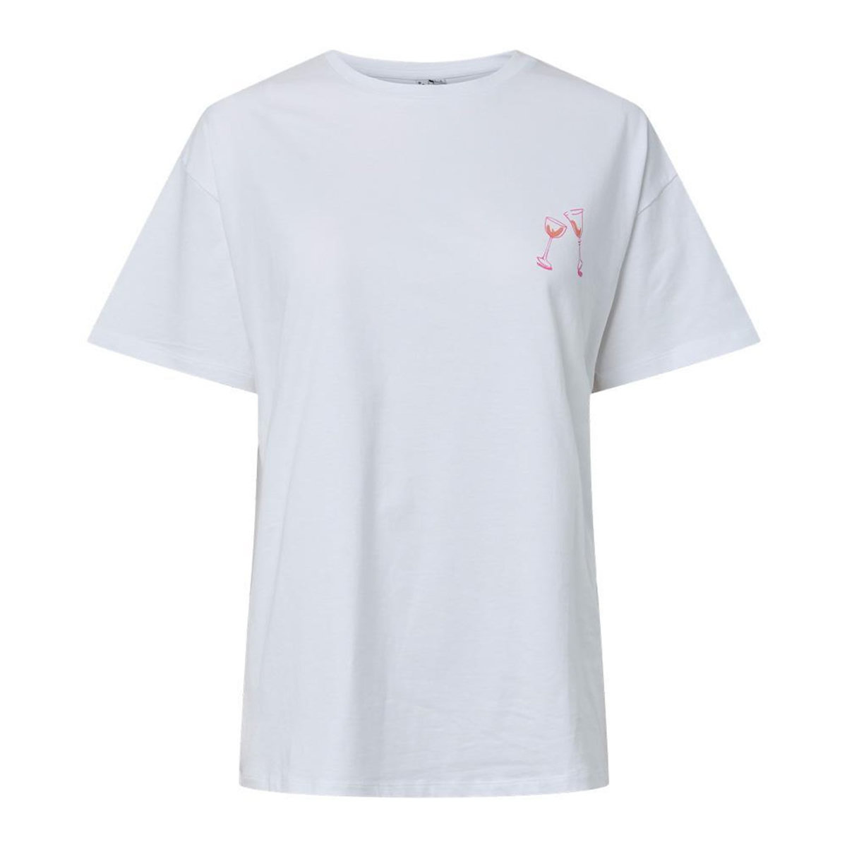 Pieces T-Shirt Blanc/Rose Femme Pieces Fasty