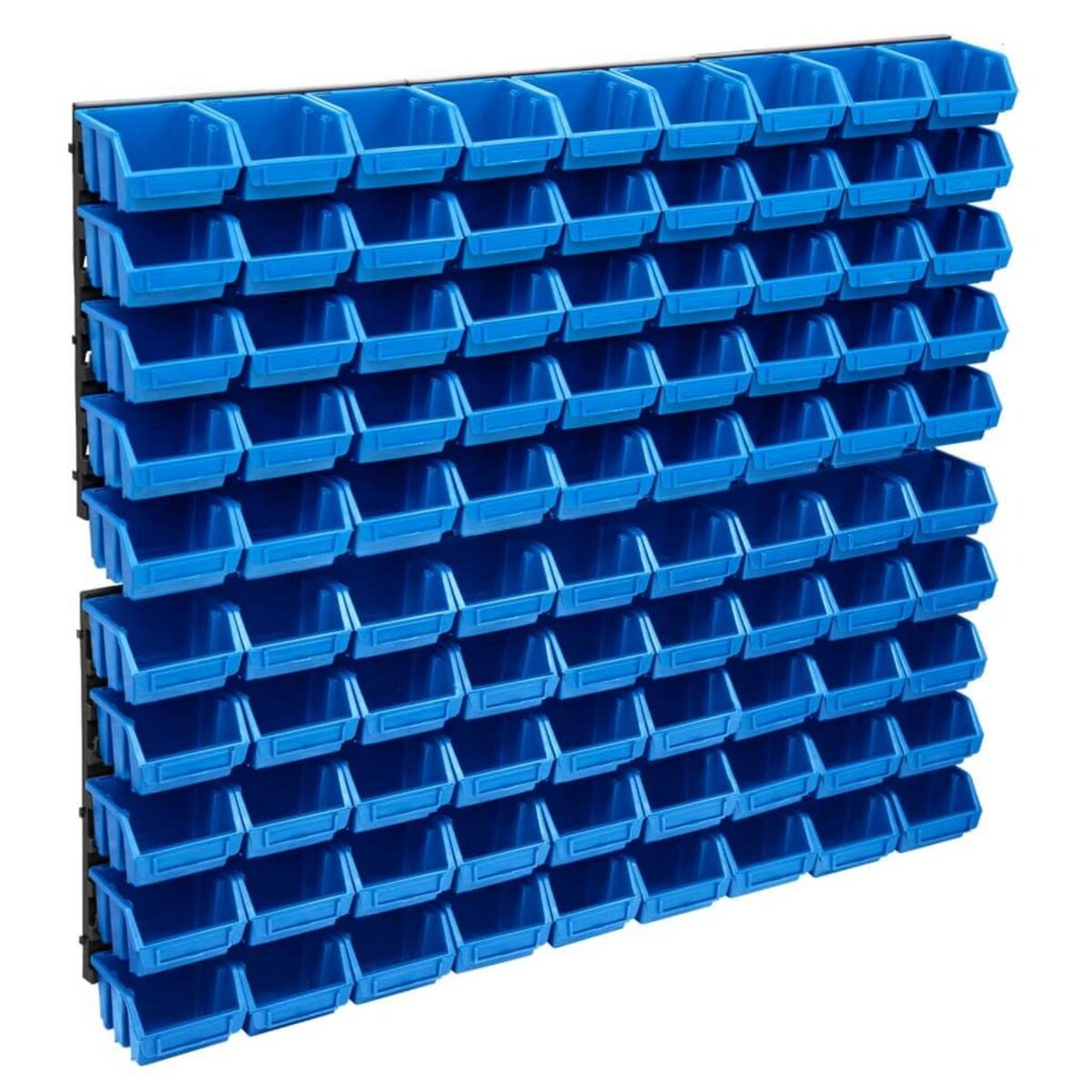 VIDAXL Kit de bacs de stockage et panneaux muraux 96 pcs Bleu et noir