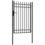 OUTSUNNY Portillon acier galvanisé style fer forgé dim. 107 x 204H cm - serrure, poignée, clés - noir