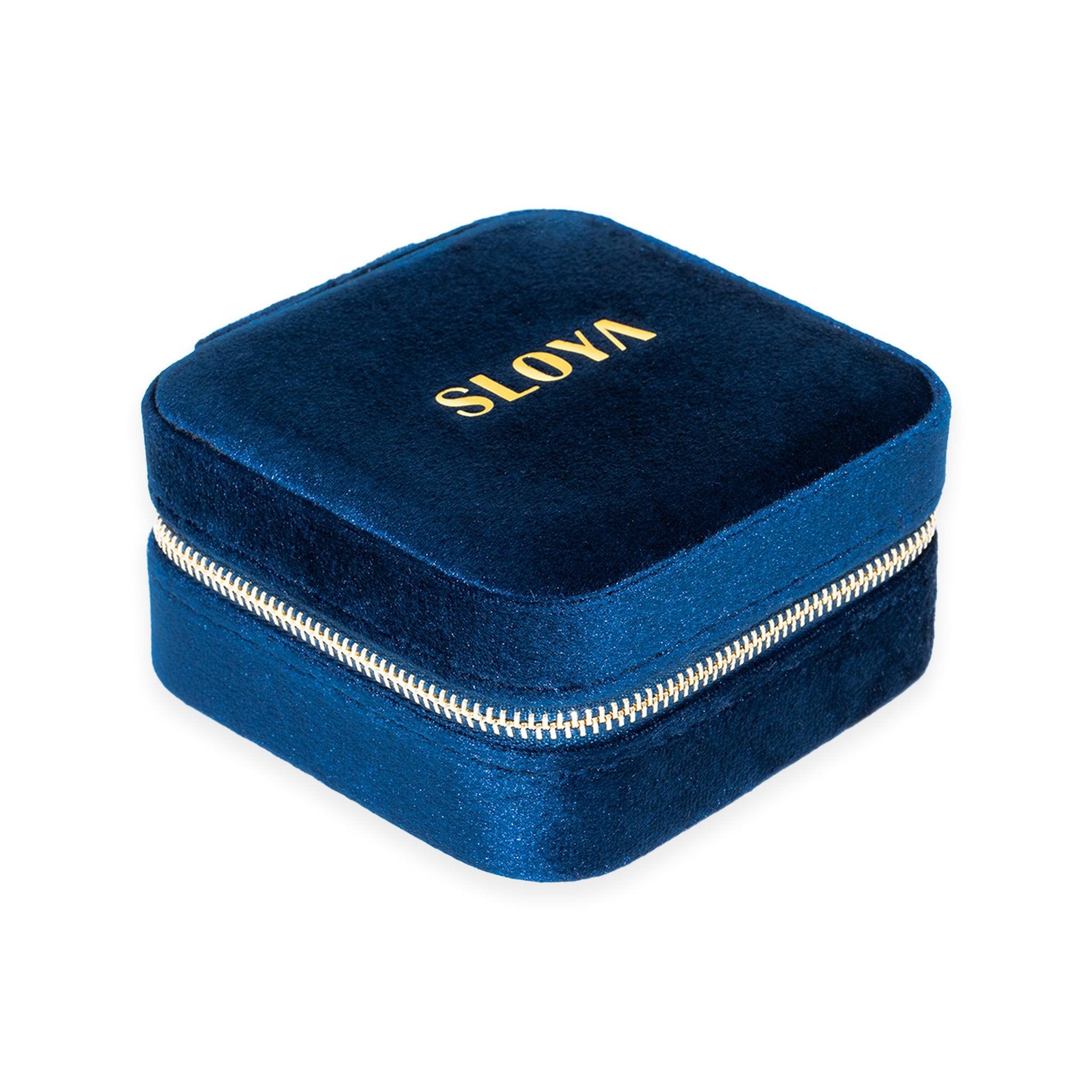 Voir la diapositive 2 : SLOYA Boîte à bijoux velours bleu lapis-lazuli