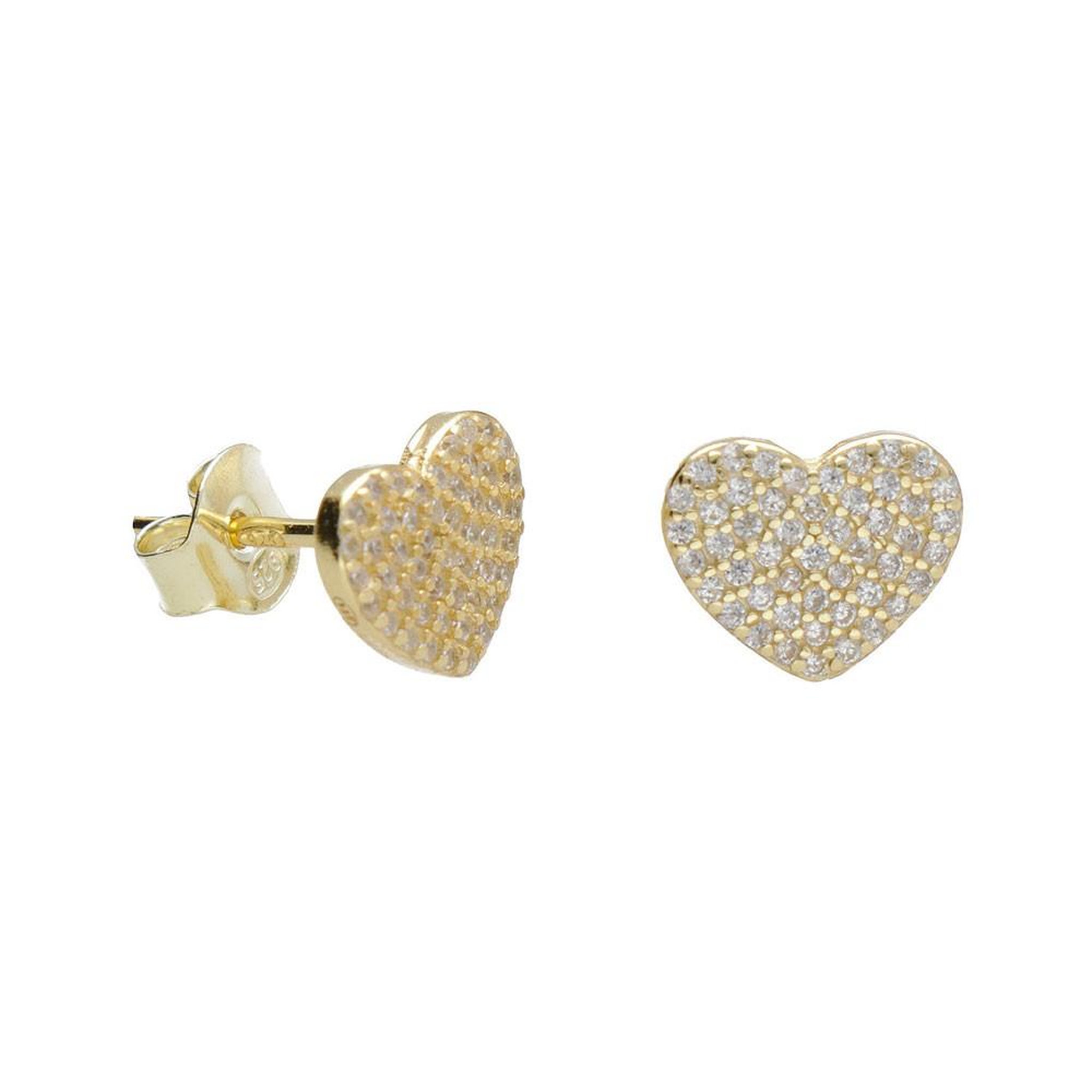 L'ATELIER D'AZUR Boucles d'Oreilles Argent 925/000 Doré - Coeur Pavé de Zirconiums