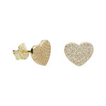 L'ATELIER D'AZUR Boucles d'Oreilles Argent 925/000 Doré - Coeur Pavé de Zirconiums
