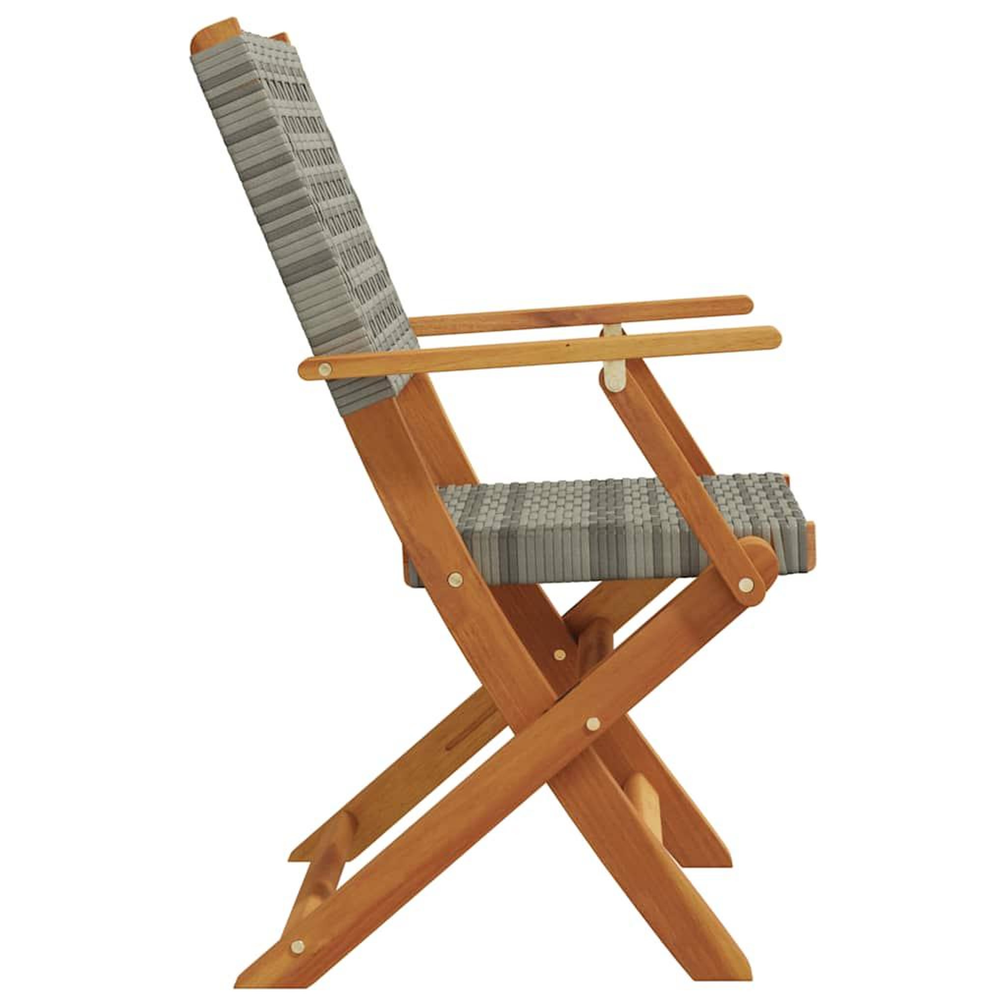 Voir la diapositive 5 : VIDAXL Chaises de jardin pliantes lot de 8 gris poly rotin bois massif