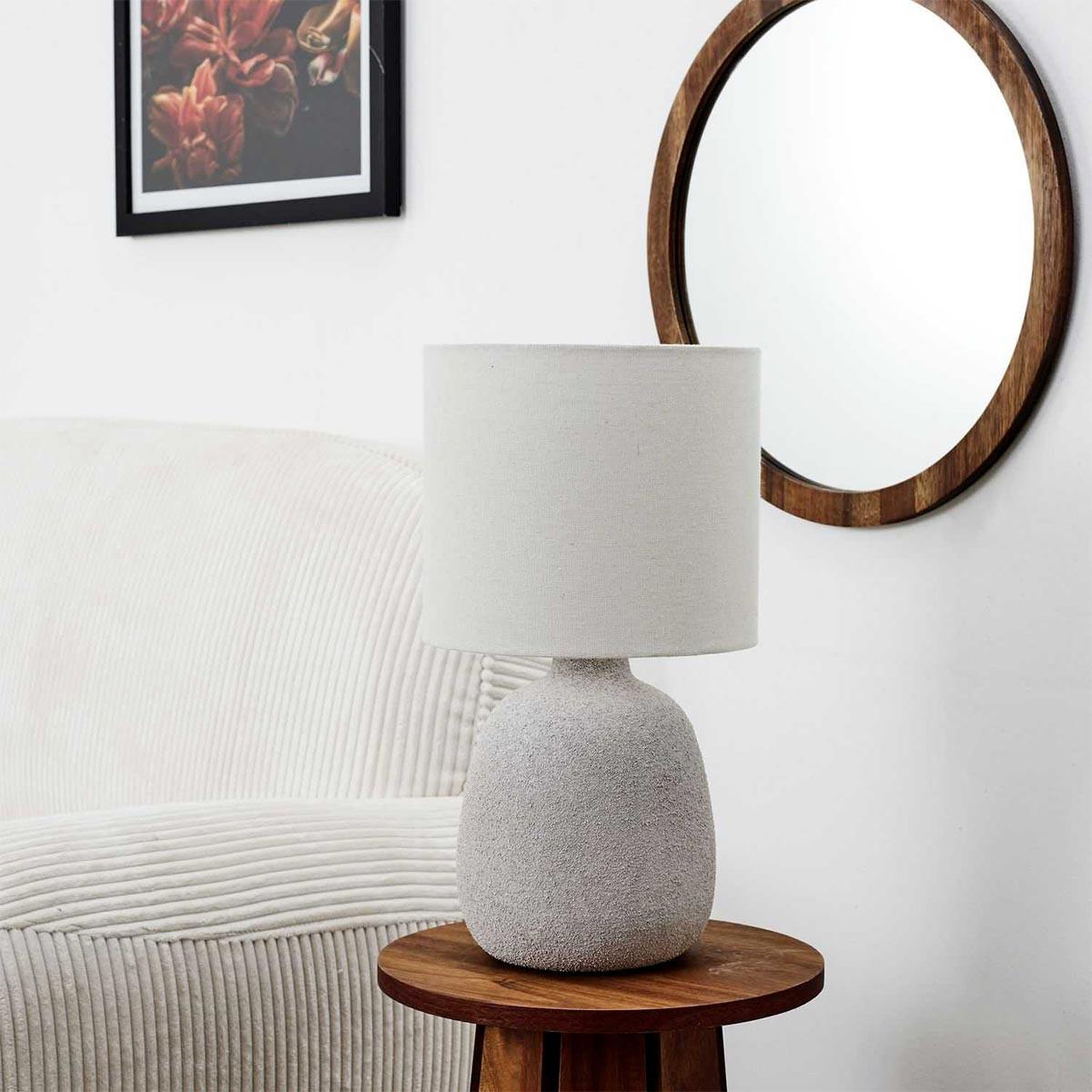 Voir la diapositive 5 : The Home Deco Factory Lampe à poser en terre cuite  embossée  40cm argent