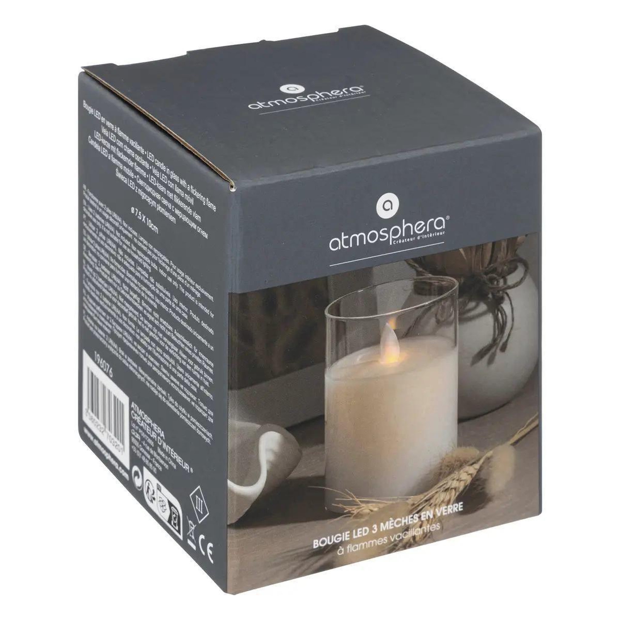 Voir la diapositive 3 : ATMOSPHERA Bougie Déco LED  Sena  10cm Blanc