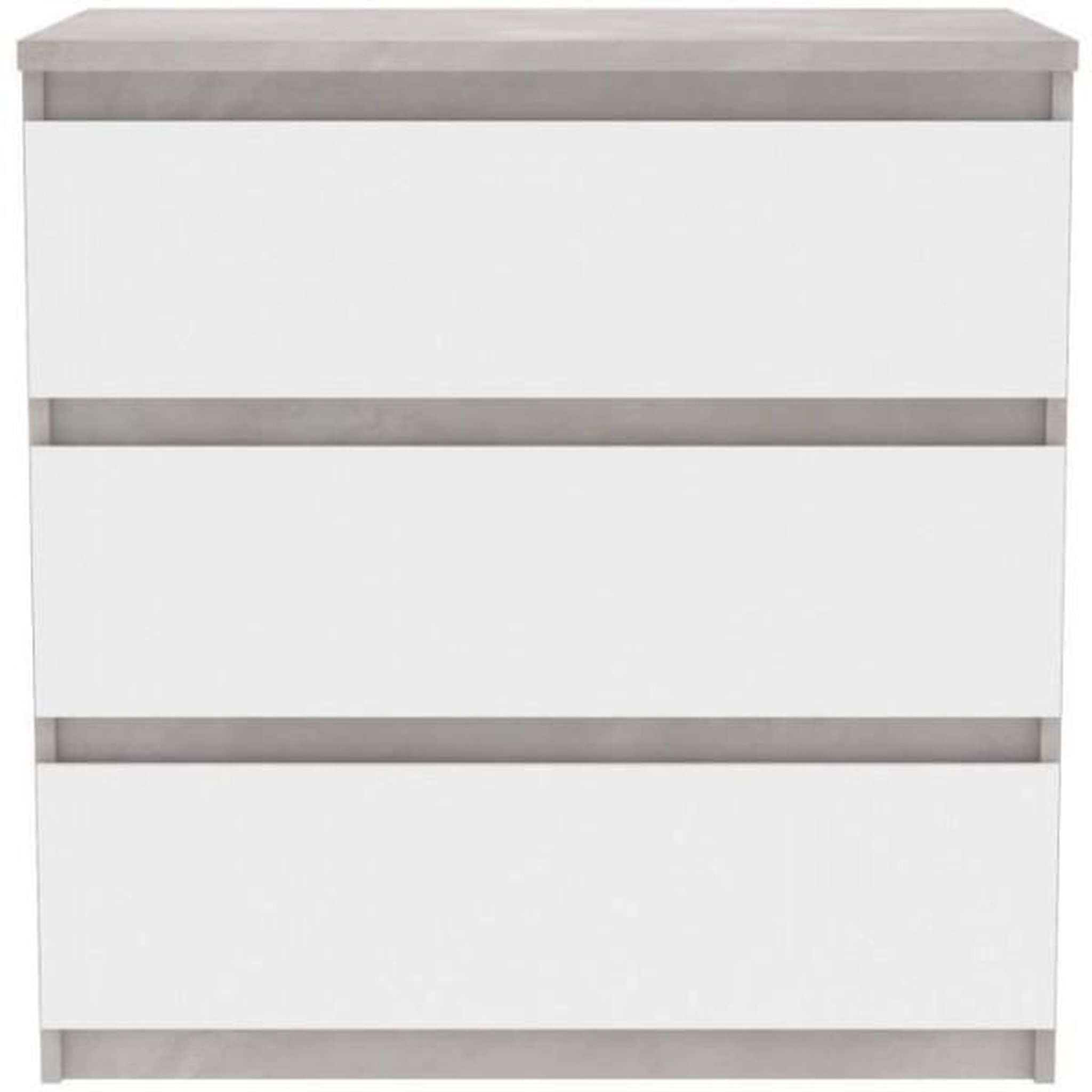 Voir la diapositive 3 : MARKET24 Commode CHELSEA 3 Tiroirs - Couleur blanc/béton clair - L 77,2 x P 42 x H 79,9 cm