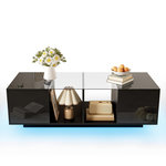 MERAX Table Basse Avec 2 Portes Et 2 Niches Noir