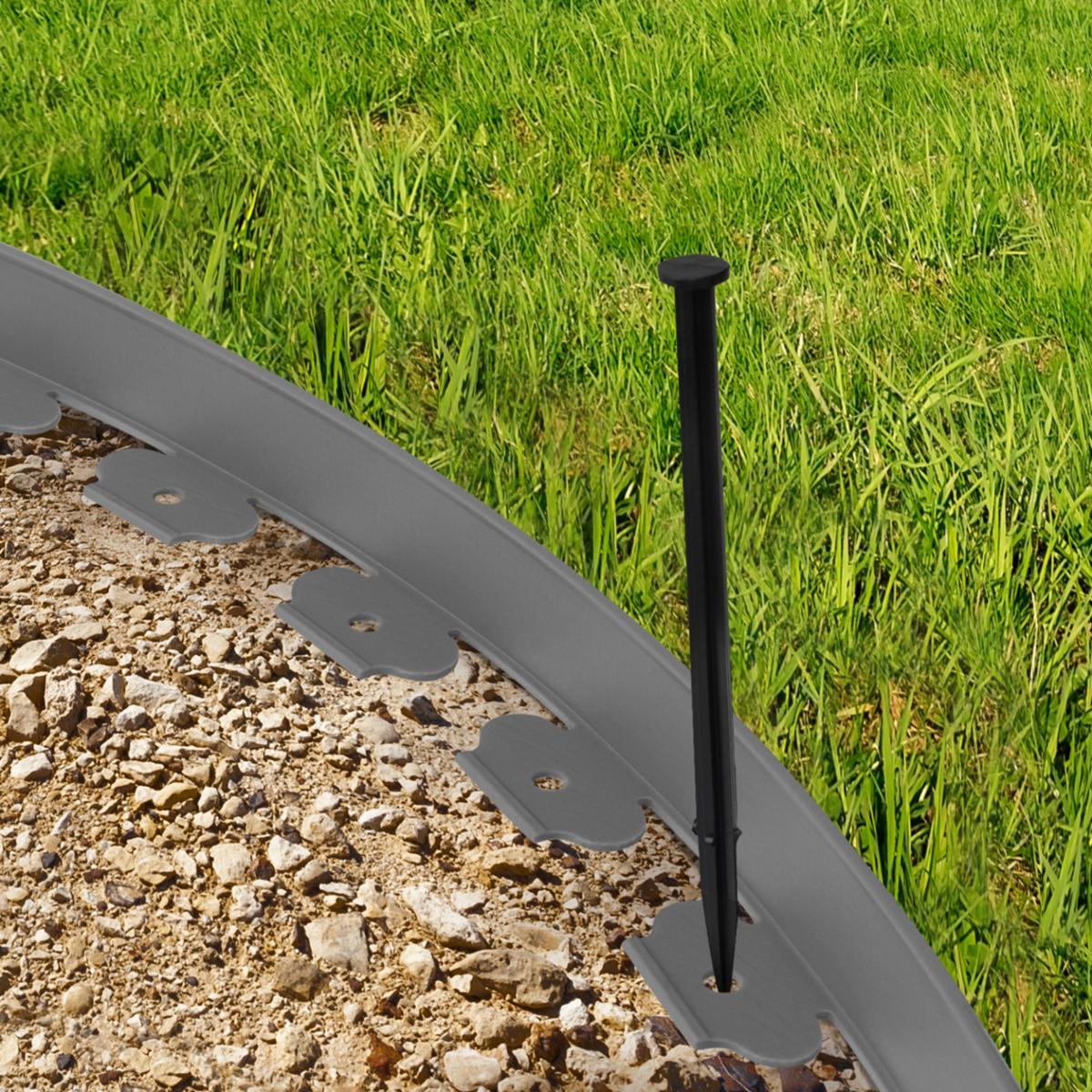 ID MARKET Bordurette de jardin flexible 10 M gris anthracite hauteur 5 CM + 30 piquets