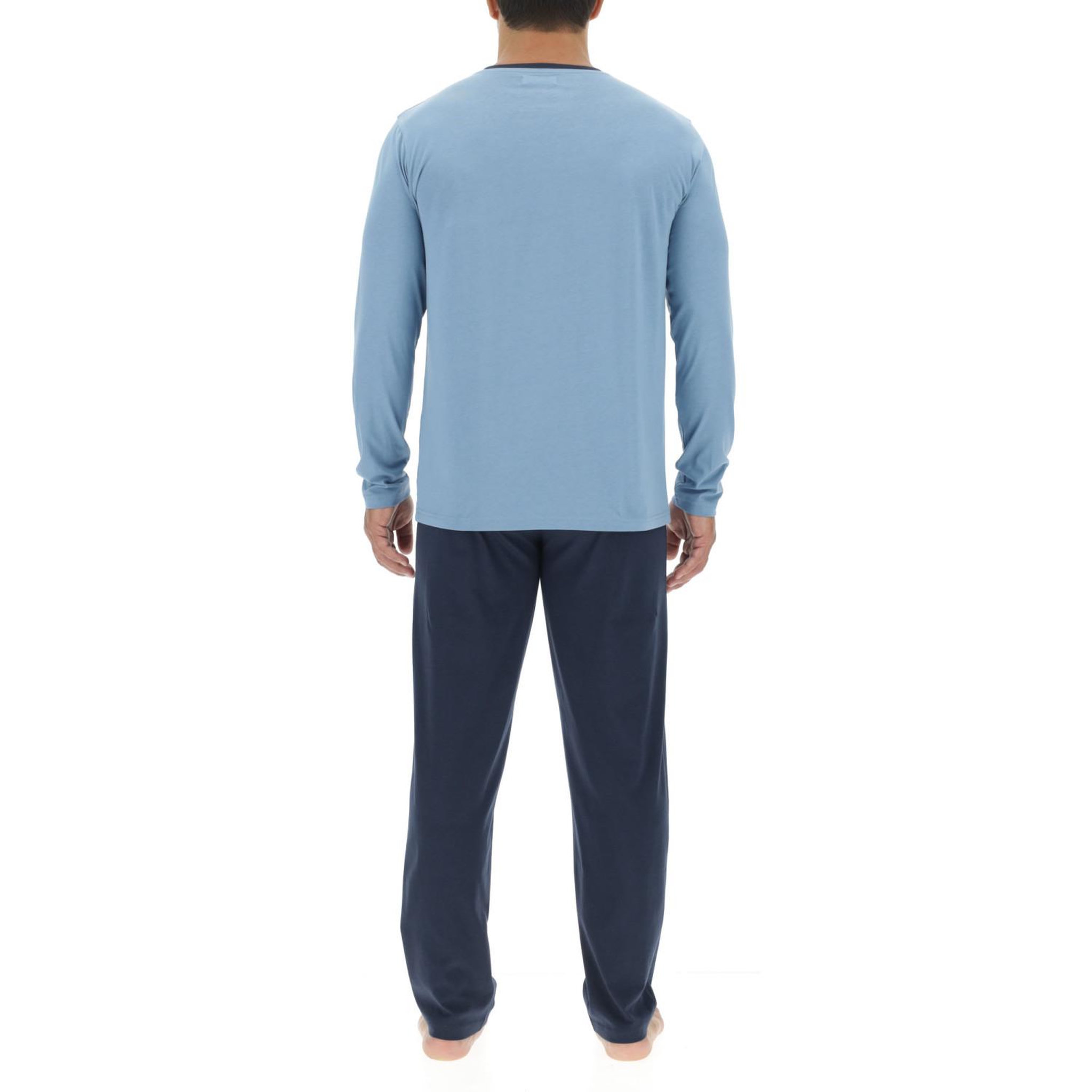 Voir la diapositive 2 : PIERRE CARDIN Ensemble Pyjama long homme en coton uni Logo poitrine