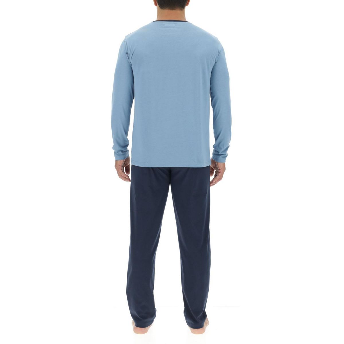 PIERRE CARDIN Ensemble Pyjama long homme en coton uni Logo poitrine
