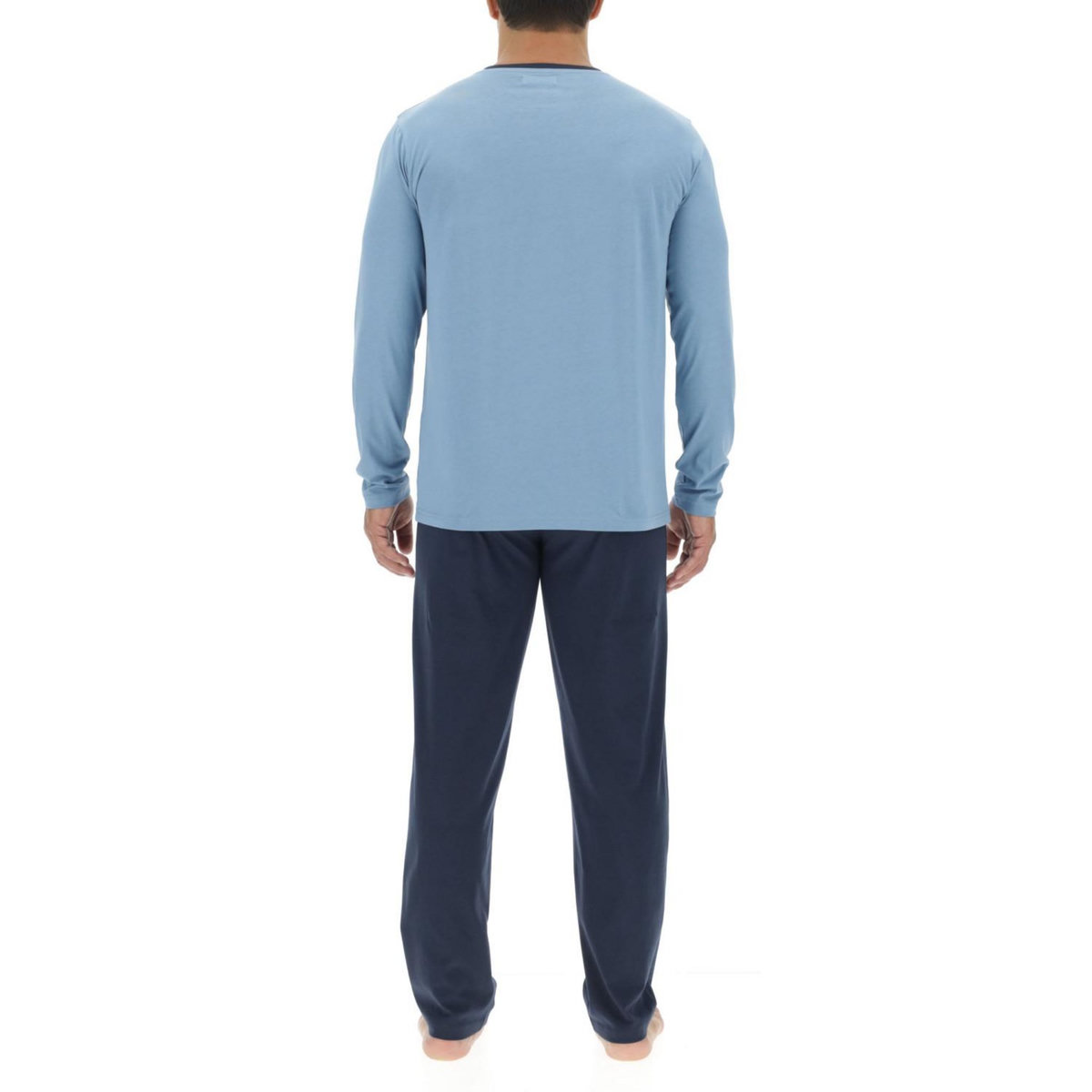 PIERRE CARDIN Ensemble Pyjama long homme en coton uni Logo poitrine