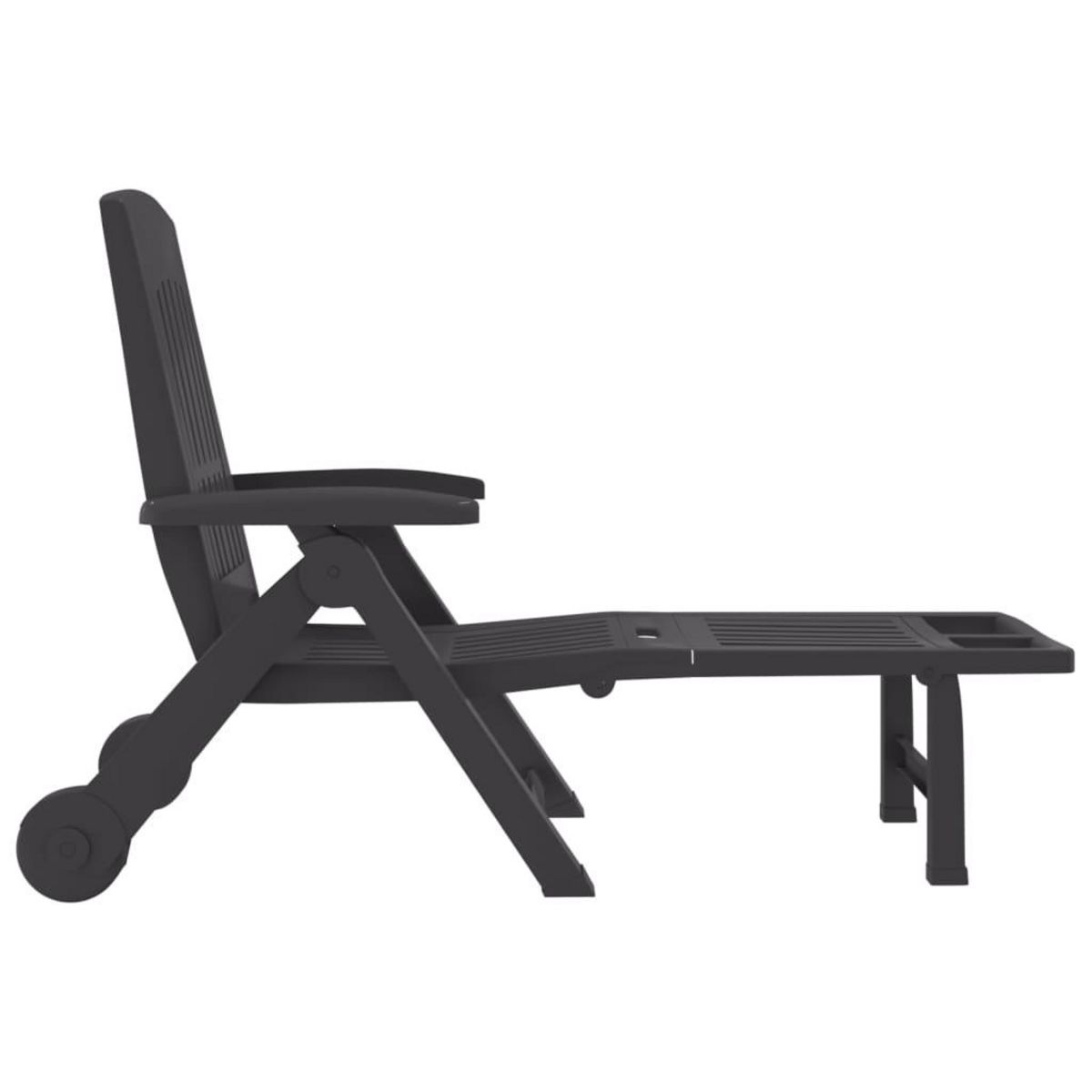 VIDAXL Chaise longue pliable avec roues anthracite PP