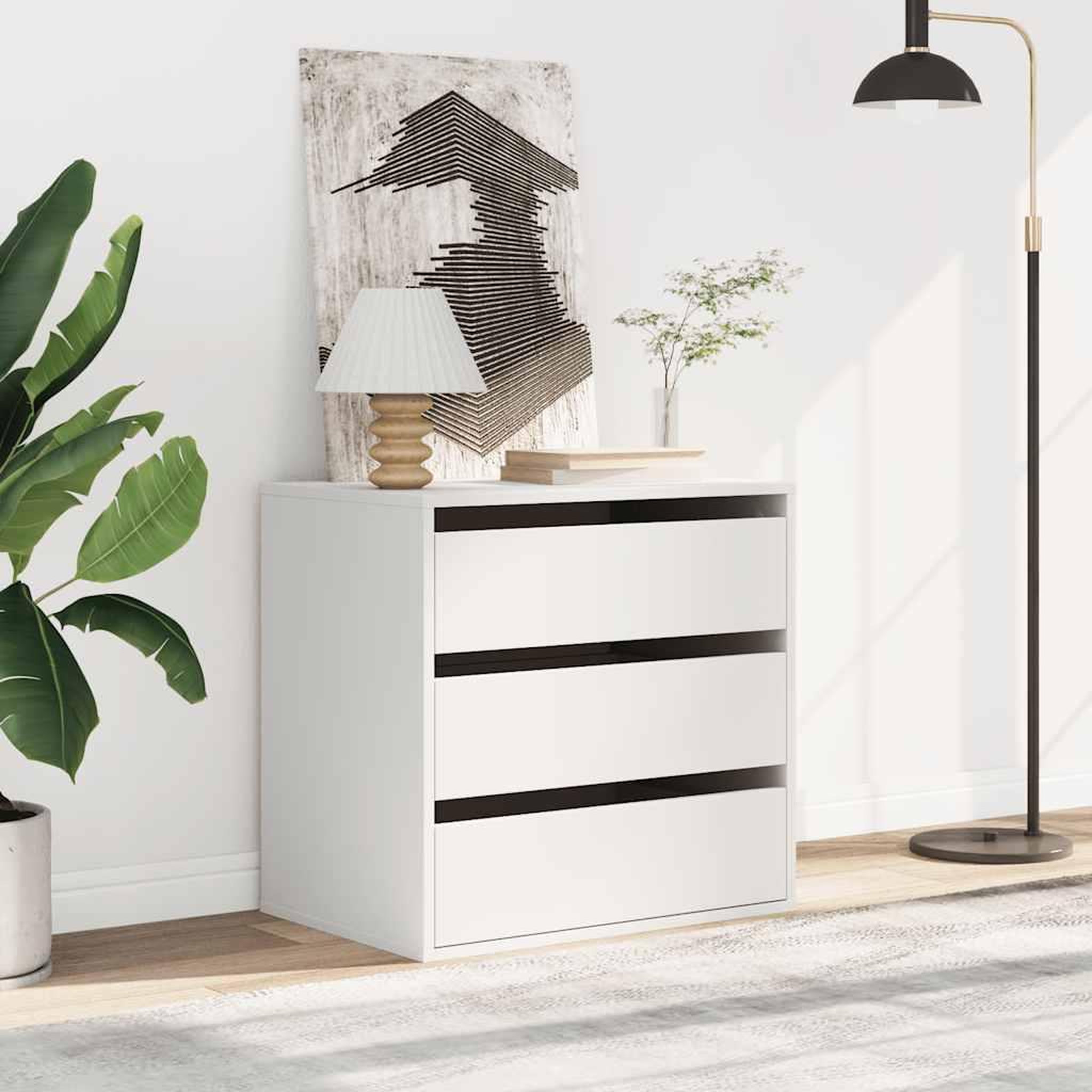 Voir la diapositive 3 : VIDAXL Commode d'angle blanc 60x41x58 cm bois d'ingenierie