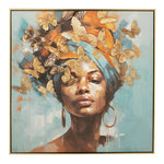 Paris Prix Tableau Déco Femme  Papillon  82x82cm Multicolore