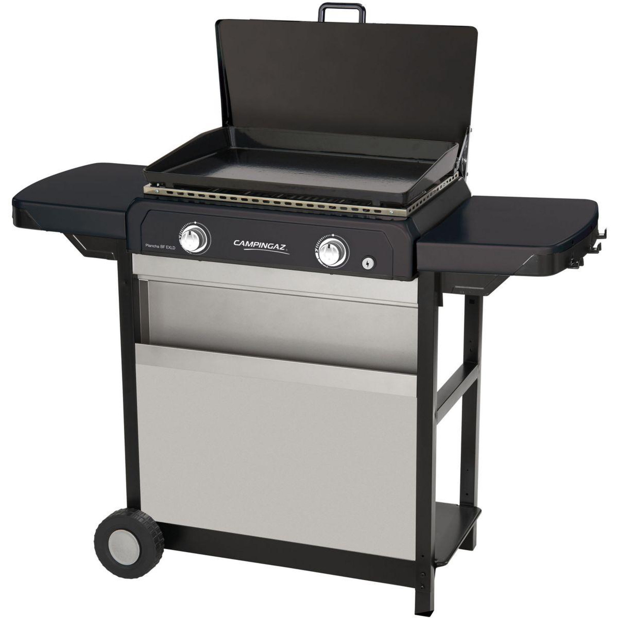 Voir la diapositive 2 : CAMPINGAZ Plancha gaz blue flame exld 2 brûleurs sur chariot, 60x40 cm