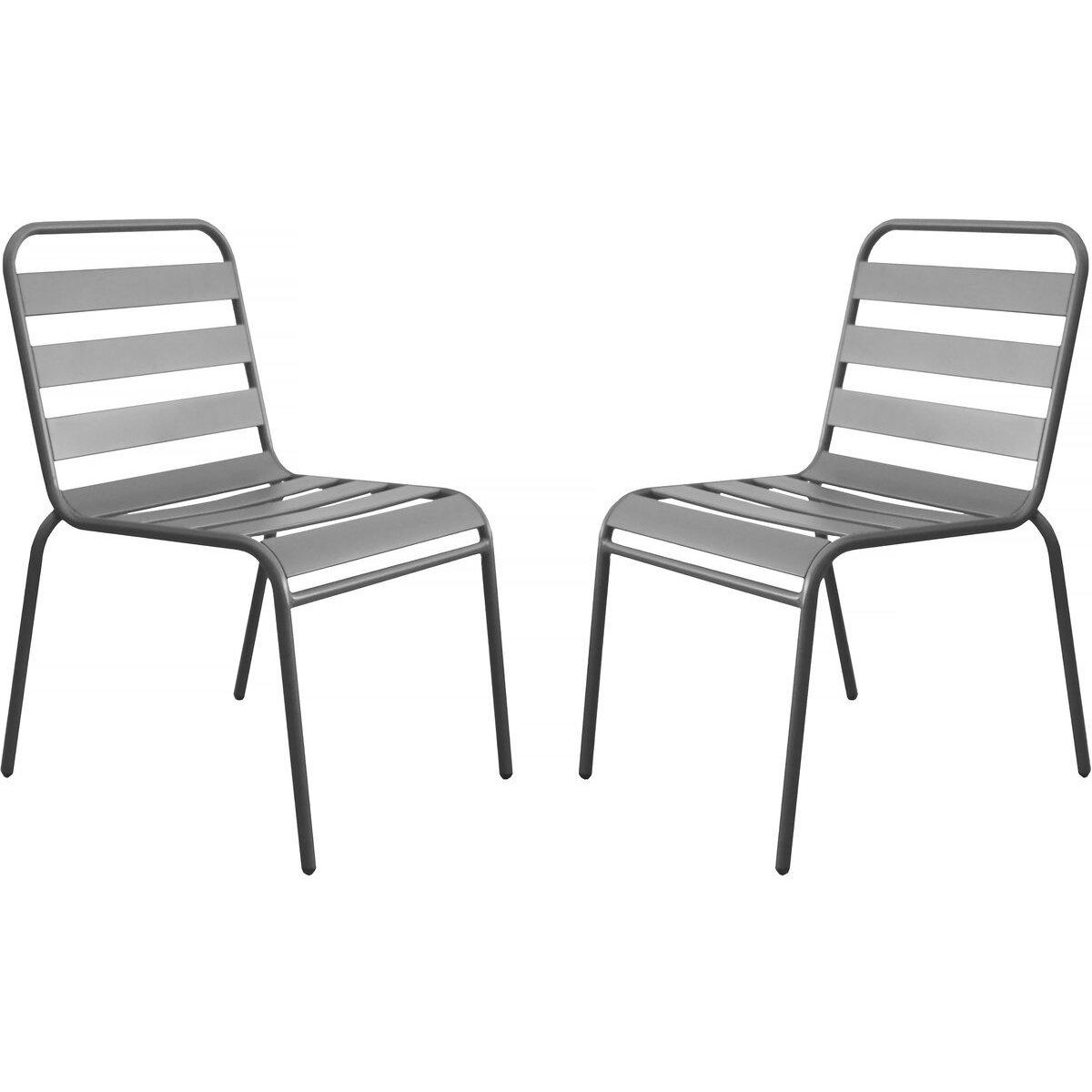 Habitat et Jardin Lot de 2 chaises de jardin en métal empilables  Bilbao  - Taupe