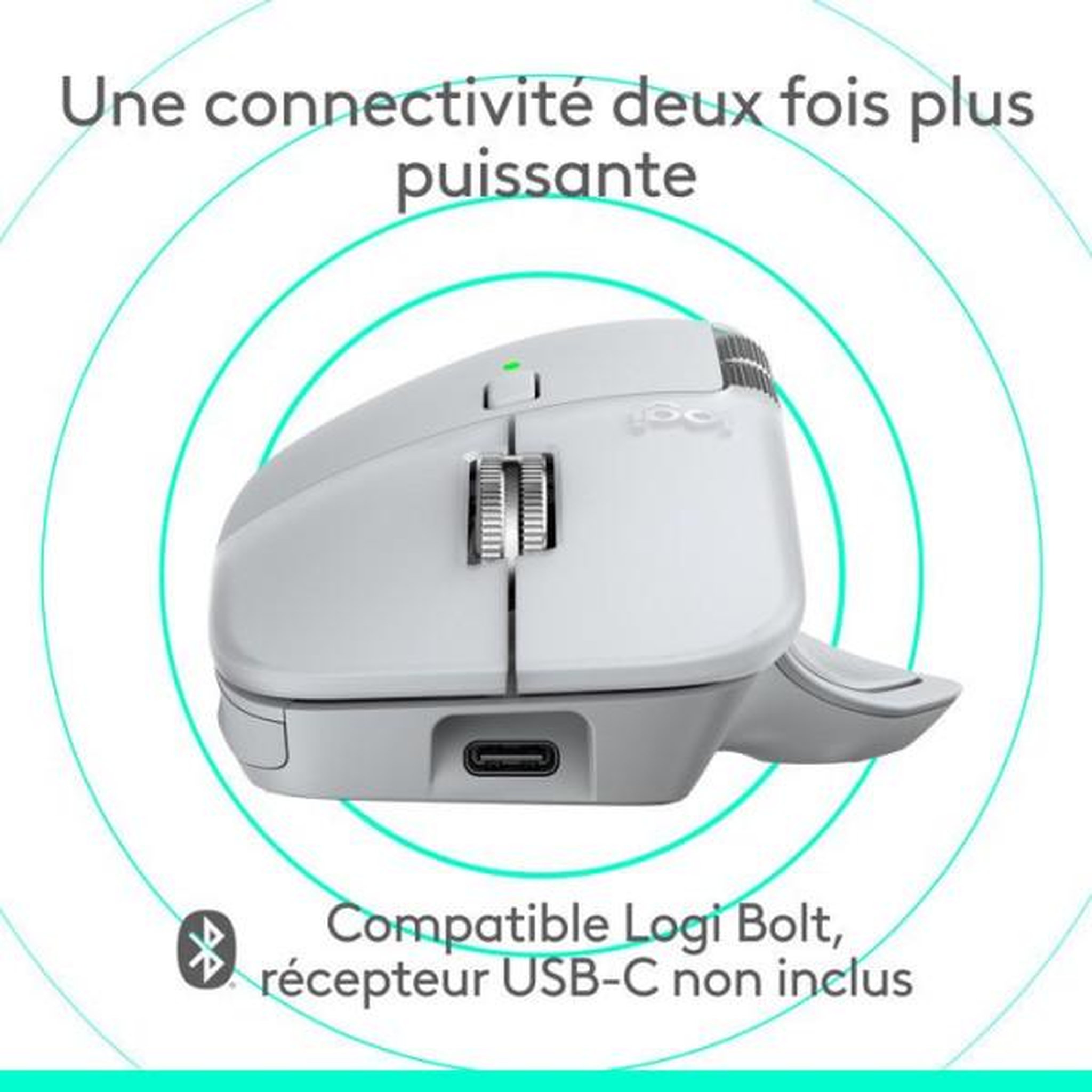 Voir la diapositive 6 : Logitech Souris sans fil rechargeable MX Master 4 Off White