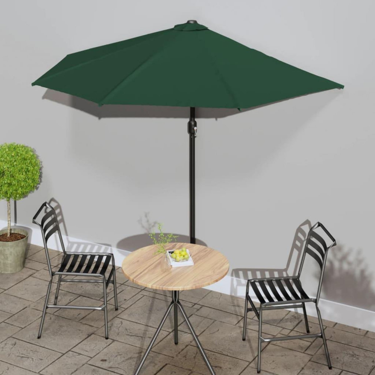 VIDAXL Parasol de balcon avec mat en aluminium Vert 270x144 cm Demi