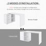 Voir la diapositive 5 : HOMCOM Bureau d'angle bureau droit modulable 2 en 1 bureau informatique tiroirs x 3 + 2 niches MDF blanc