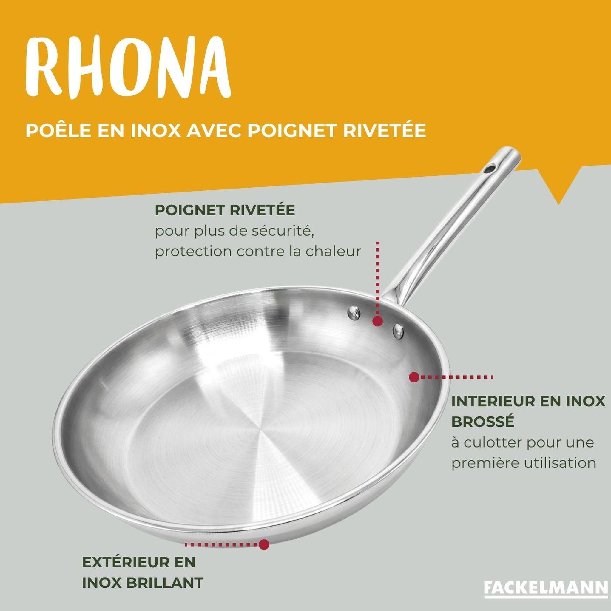Voir la diapositive 2 : Fackelmann Lot de 2 poêles à frire en inox 20 et 28 cm avec couvercles fackelmann rhona