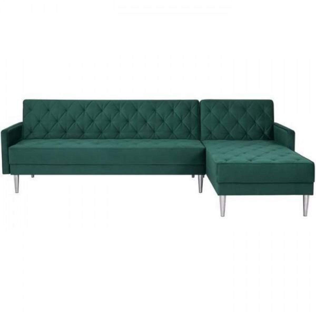 MARKET24 Canapé d'angle réversible 3 places ISTANA -Velours Vert- - - L 286 x P 169 x H 80 cm