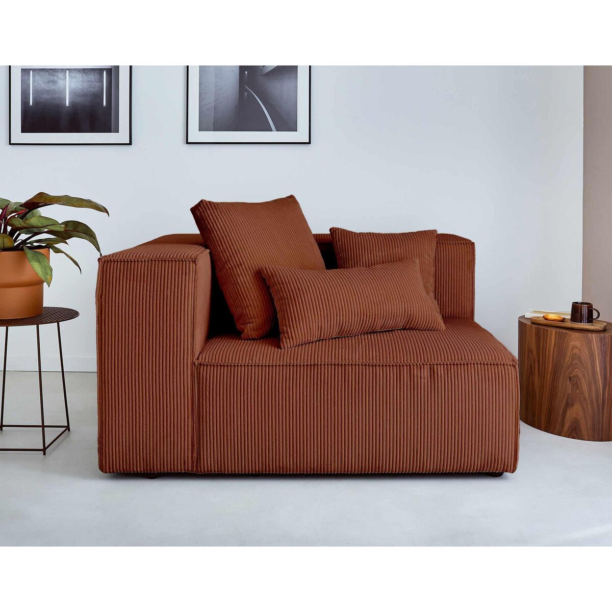 LISA DESIGN Colombine - canapé modulable d'angle droit - 6 places - en velours côtelé