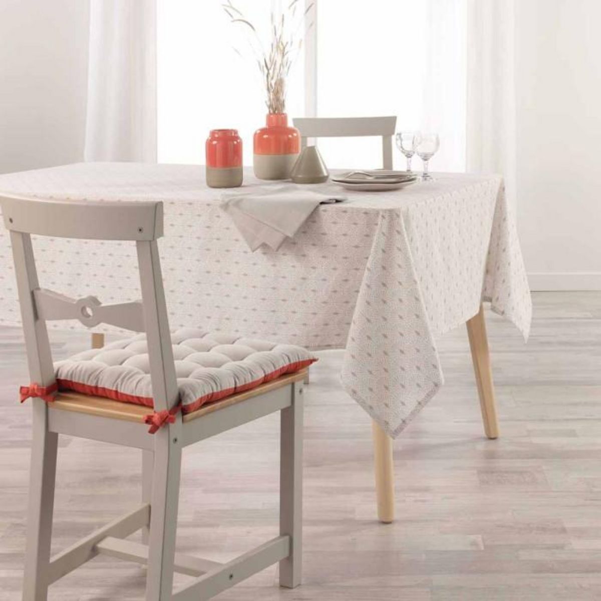 Paris Prix Nappe Imprimée en Coton  Giana  140x240cm Beige