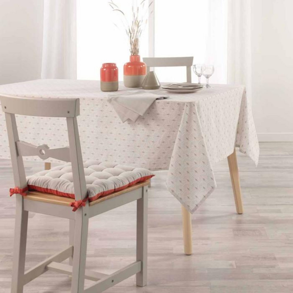 Paris Prix Nappe Imprimée en Coton  Giana  140x240cm Beige