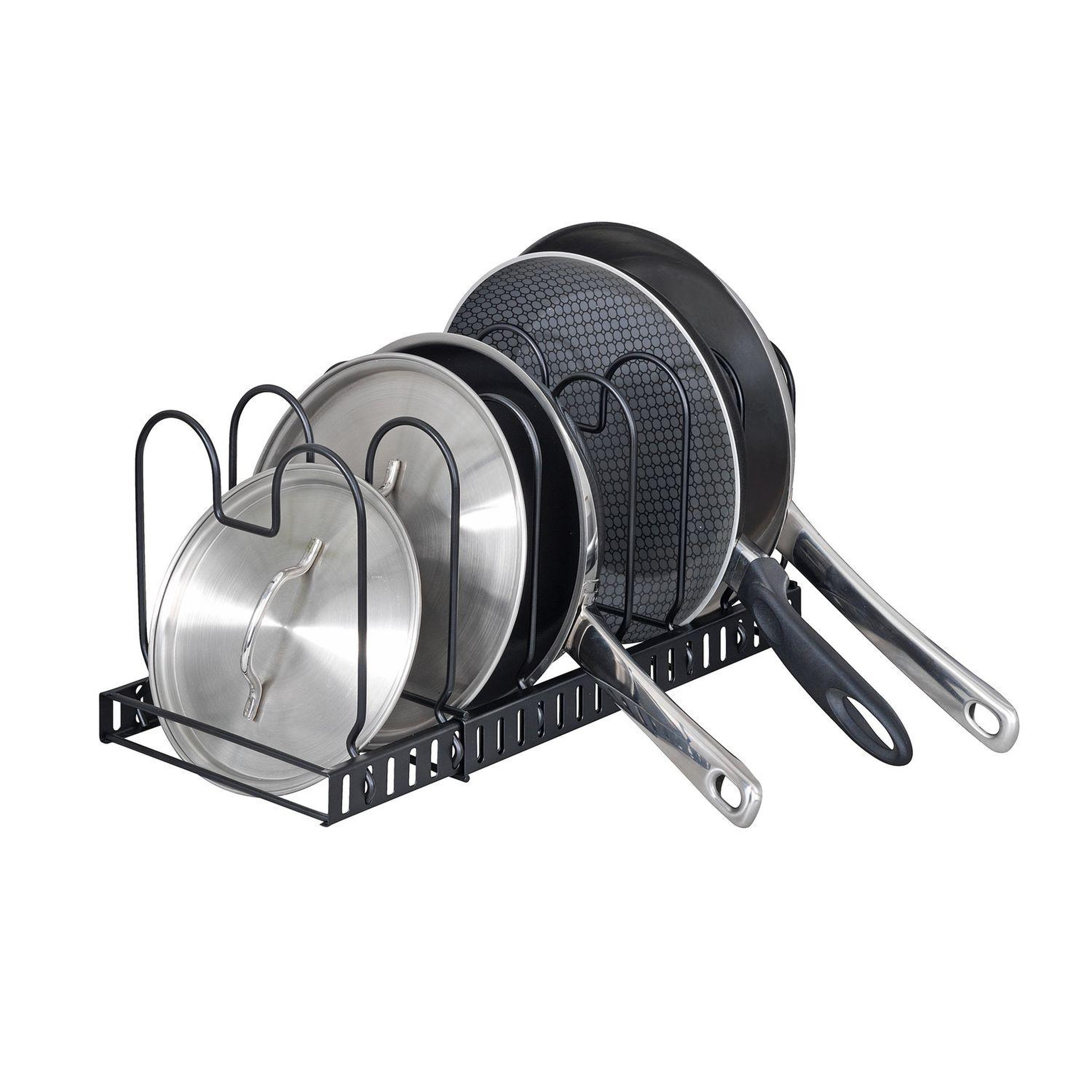 Voir la diapositive 2 : Wenko Rangement de placard cuisine - Support pour assiettes et couvercles - Noir
