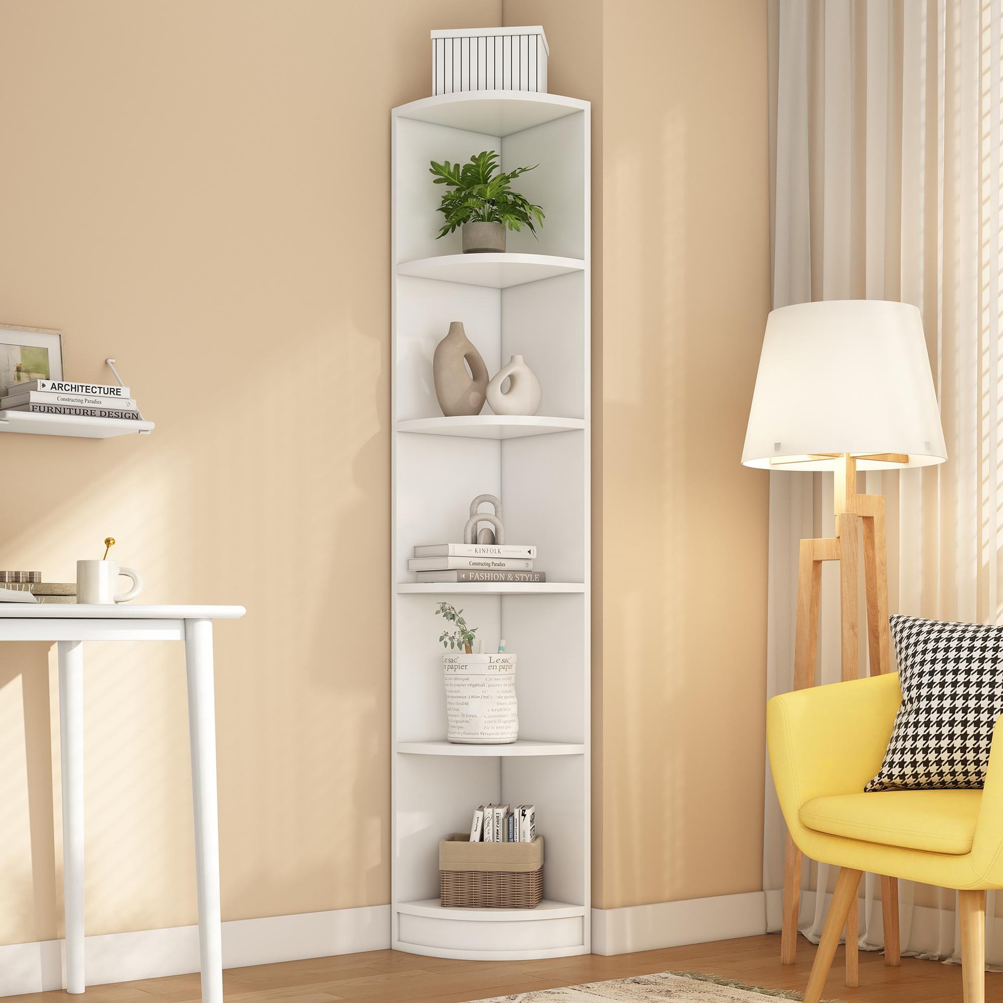 Voir la diapositive 2 : MERAX Etagère à poser d'angle blanc - 42 cm mdf