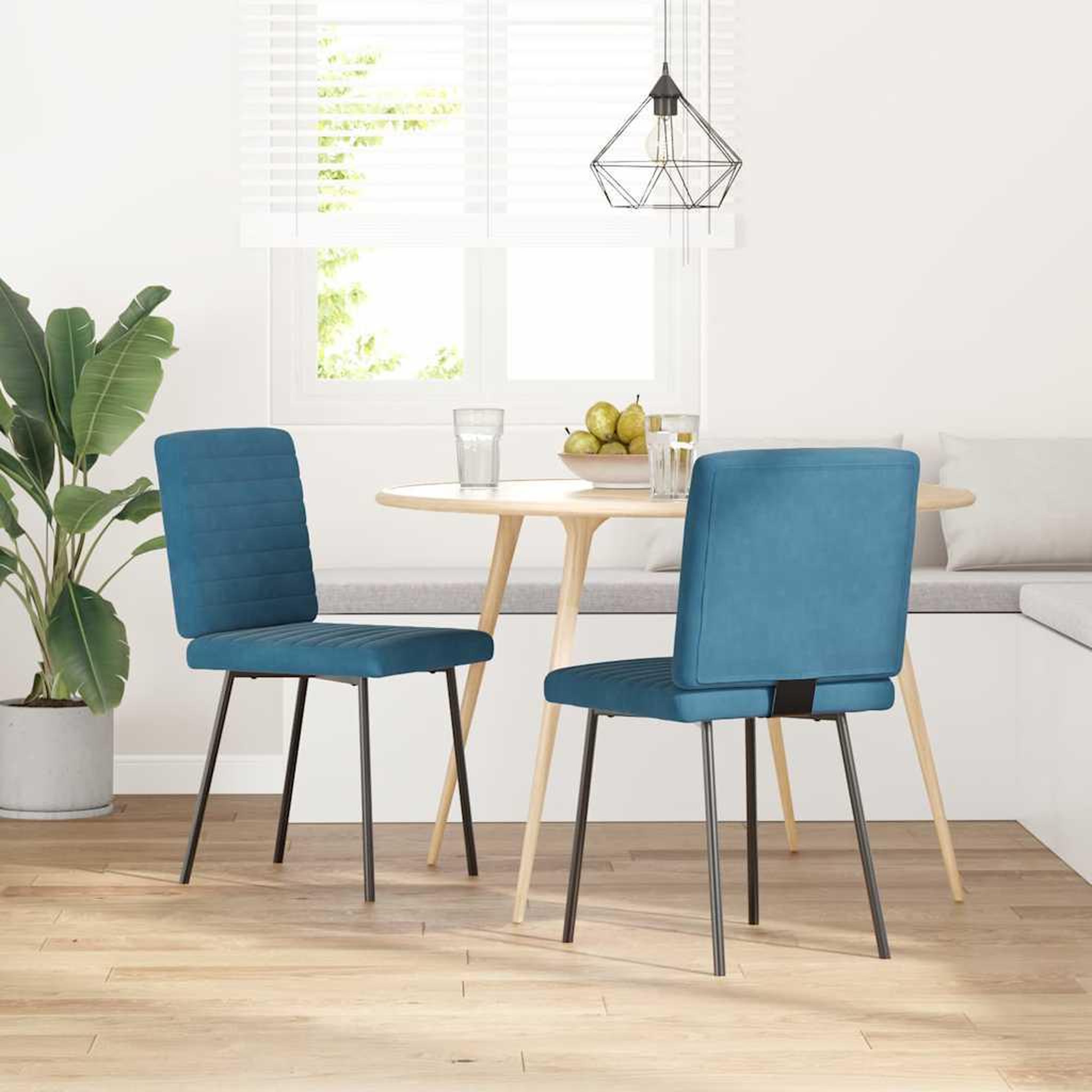 VIDAXL Chaises a manger lot de 2 Bleu Velours
