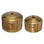 Voir la diapositive 1 : ATMOSPHERA Lot de 2 Boîtes Déco en Métal  Oasis  13cm Or