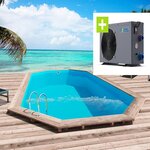 Habitat et Jardin Piscine bois  Sao Paulo  - 6.57 x 4.07 x 1.20 m + Pompe à chaleur - Puissance 6.1 kW