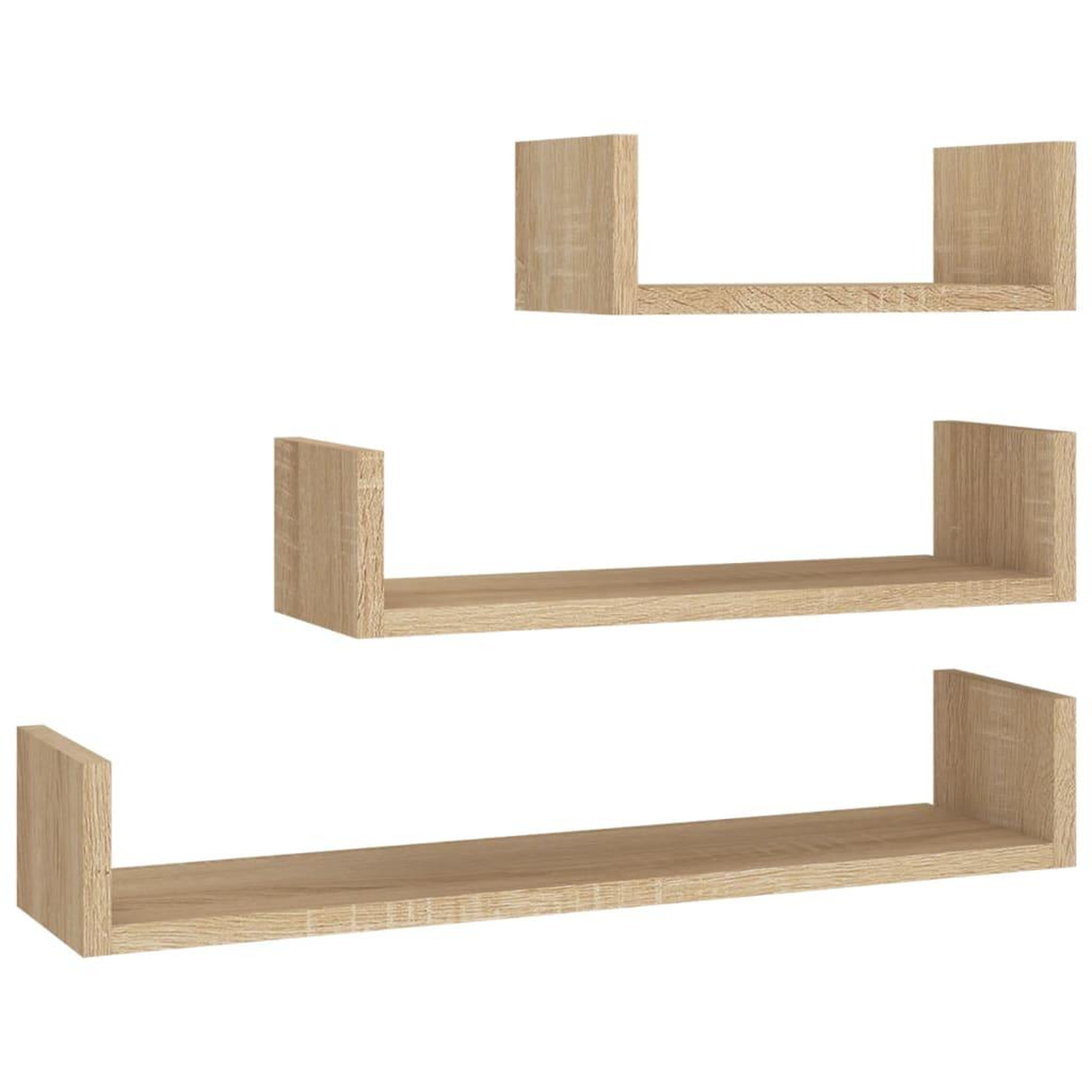 Voir la diapositive 2 : VIDAXL Etageres murales 3 pcs Chene sonoma Bois d'ingenierie