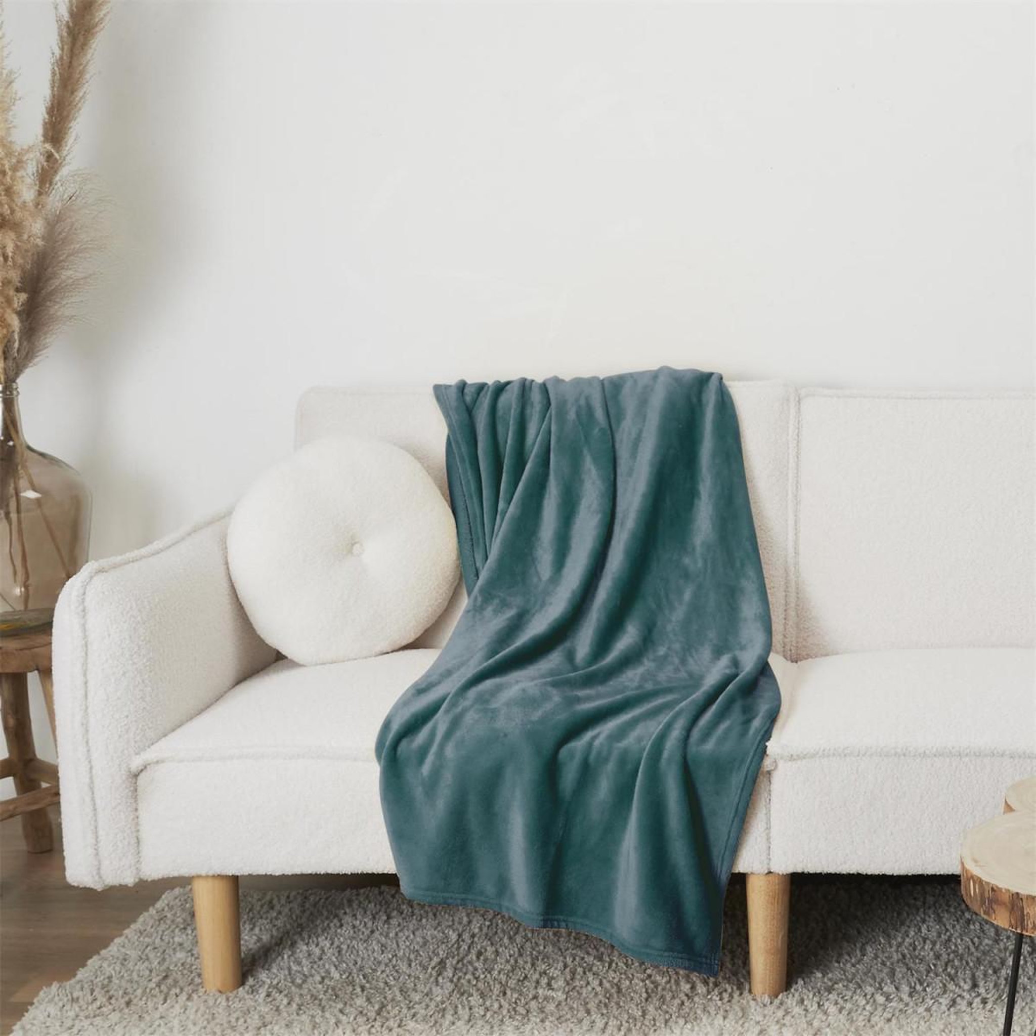 Voir la diapositive 5 : The Home Deco Factory Plaid flanelle  cocooning  125x150cm bleu pétrole