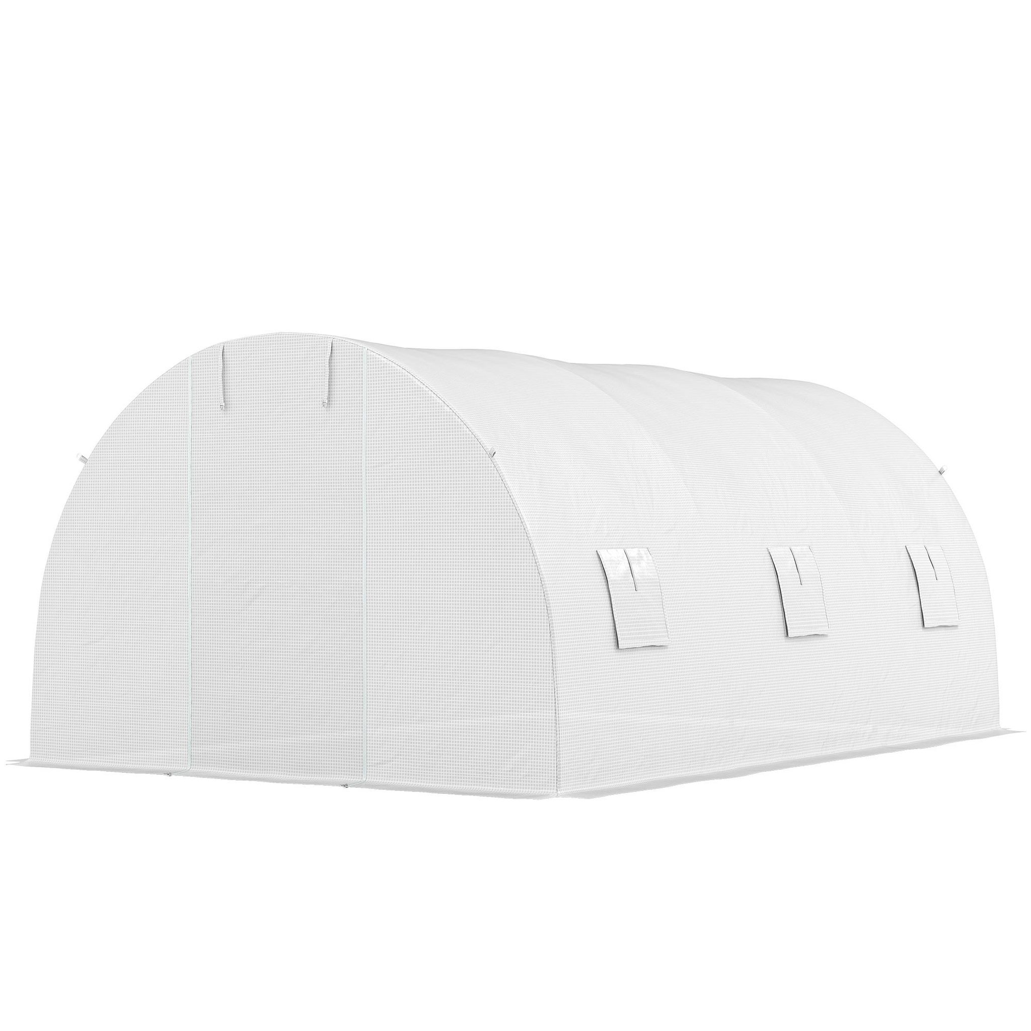 Voir la diapositive 5 : OUTSUNNY Serre tunnel 13,5 m² dim. 4,5 x 3 x 2 m - 6 fenêtres, porte zippée enroulable - acier galvanisé pe haute densité blanc