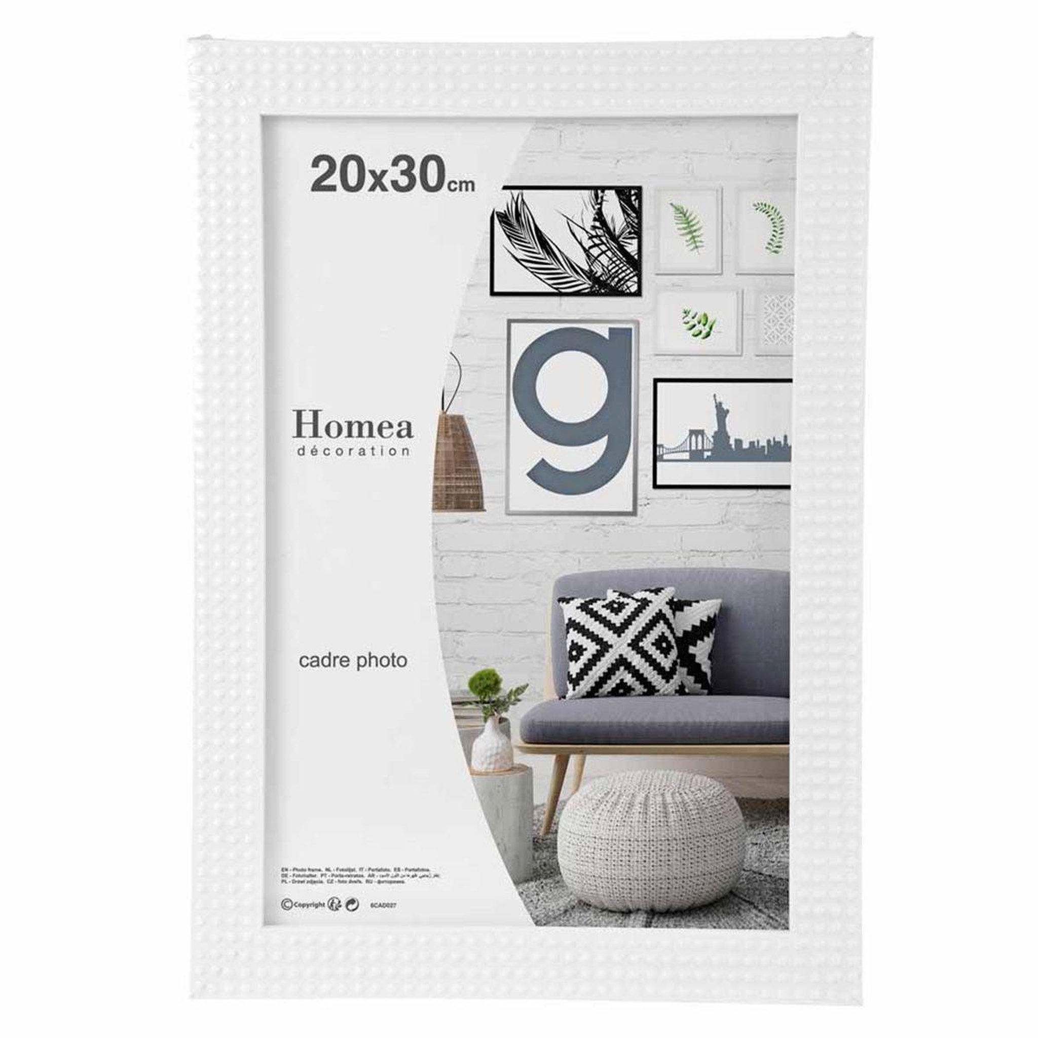 HOMEA Cadre Photo Déco  Esprit Matière  20x30cm Blanc