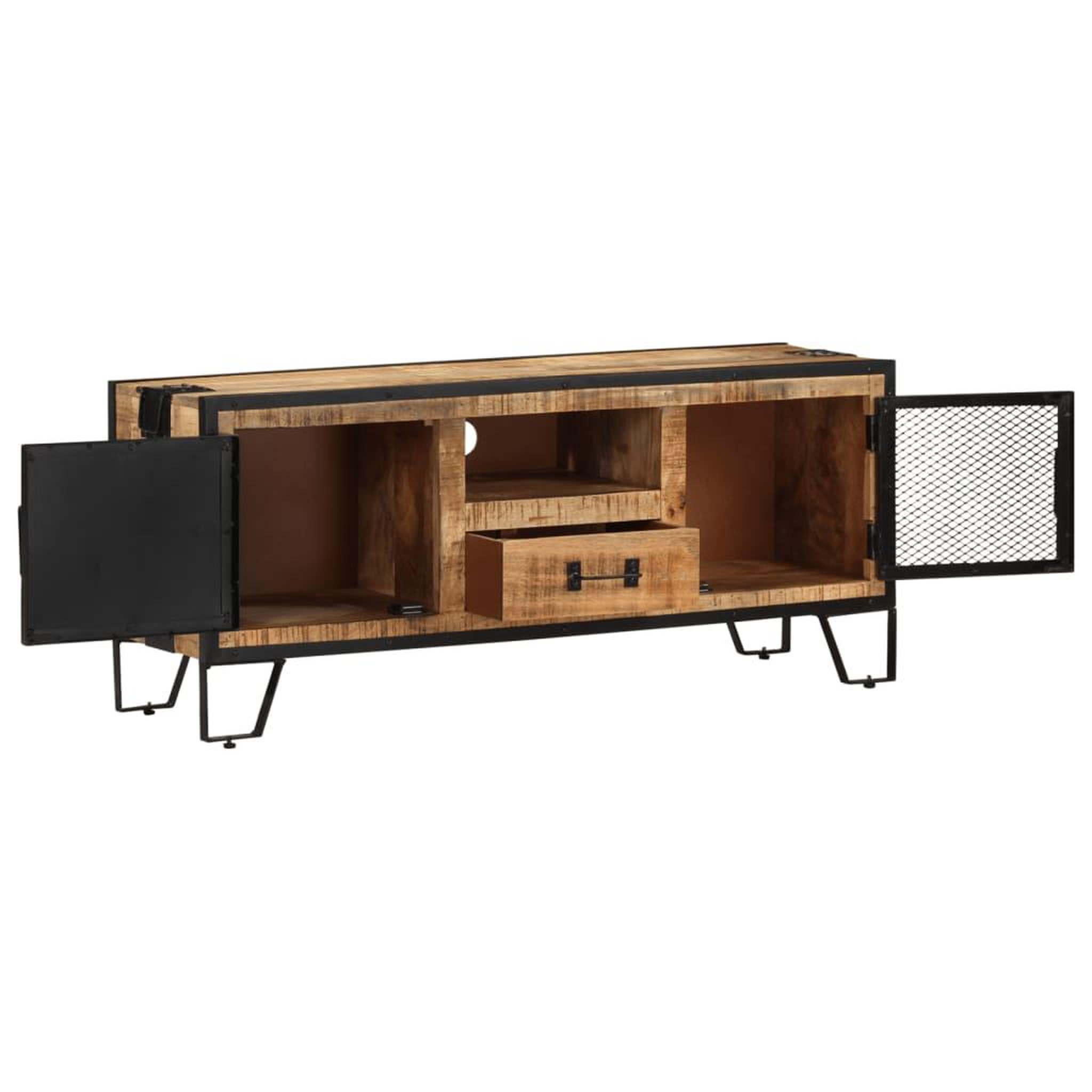 Voir la diapositive 2 : VIDAXL Meuble tv 110x31x46 cm bois de manguier brut