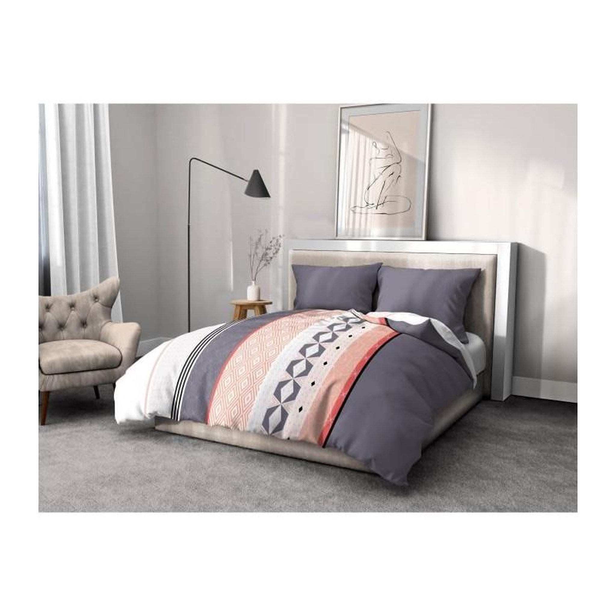 HOME LINGE PASSION Parure de couette microfibre HOME PASSION BLING - 1 housse de couette 240 x 260 cm + 2 taies d'oreiller 63 x 63 cm - Bleu