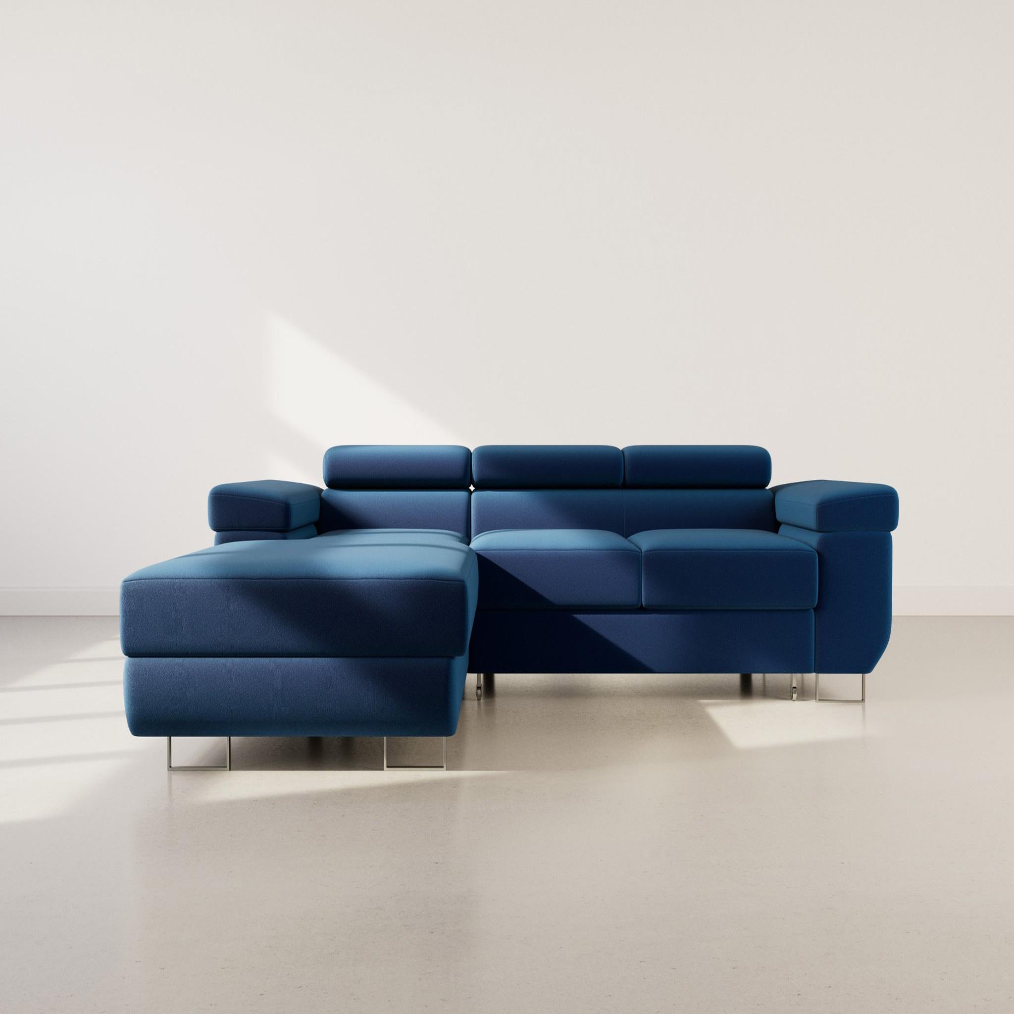 Voir la diapositive 5 : BEST MOBILIER Pablo - canapé d'angle gauche - 6 places - convertible avec coffre et têtières réglables - en velours