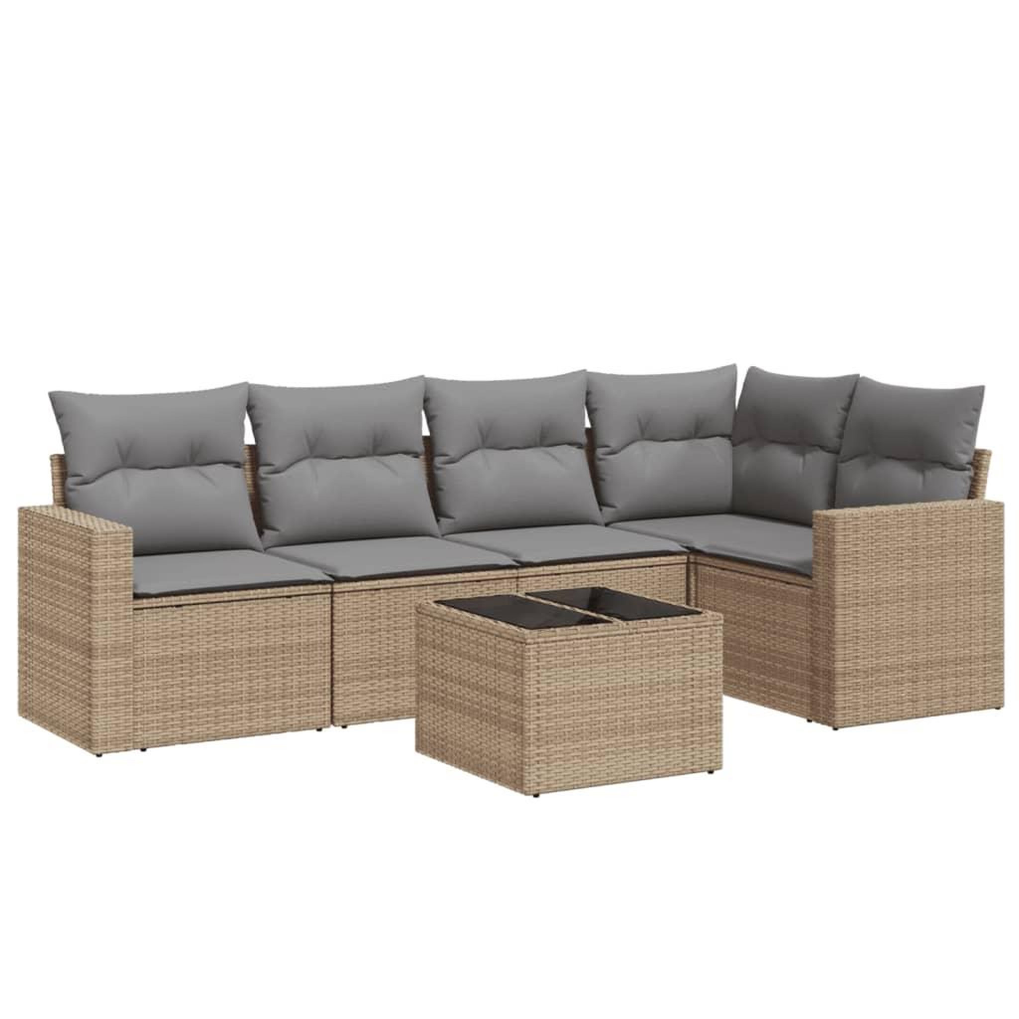 Voir la diapositive 2 : VIDAXL Salon de jardin avec coussins 6 pcs beige resine tressee