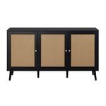 BEST MOBILIER Goto - buffet bas - noir et cannage - 140 cm. Coloris disponibles : Noir