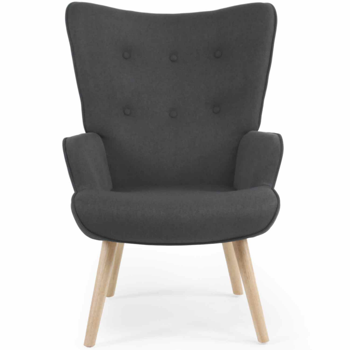 ID MARKET Fauteuil scandinave IVAR en tissu gris anthracite