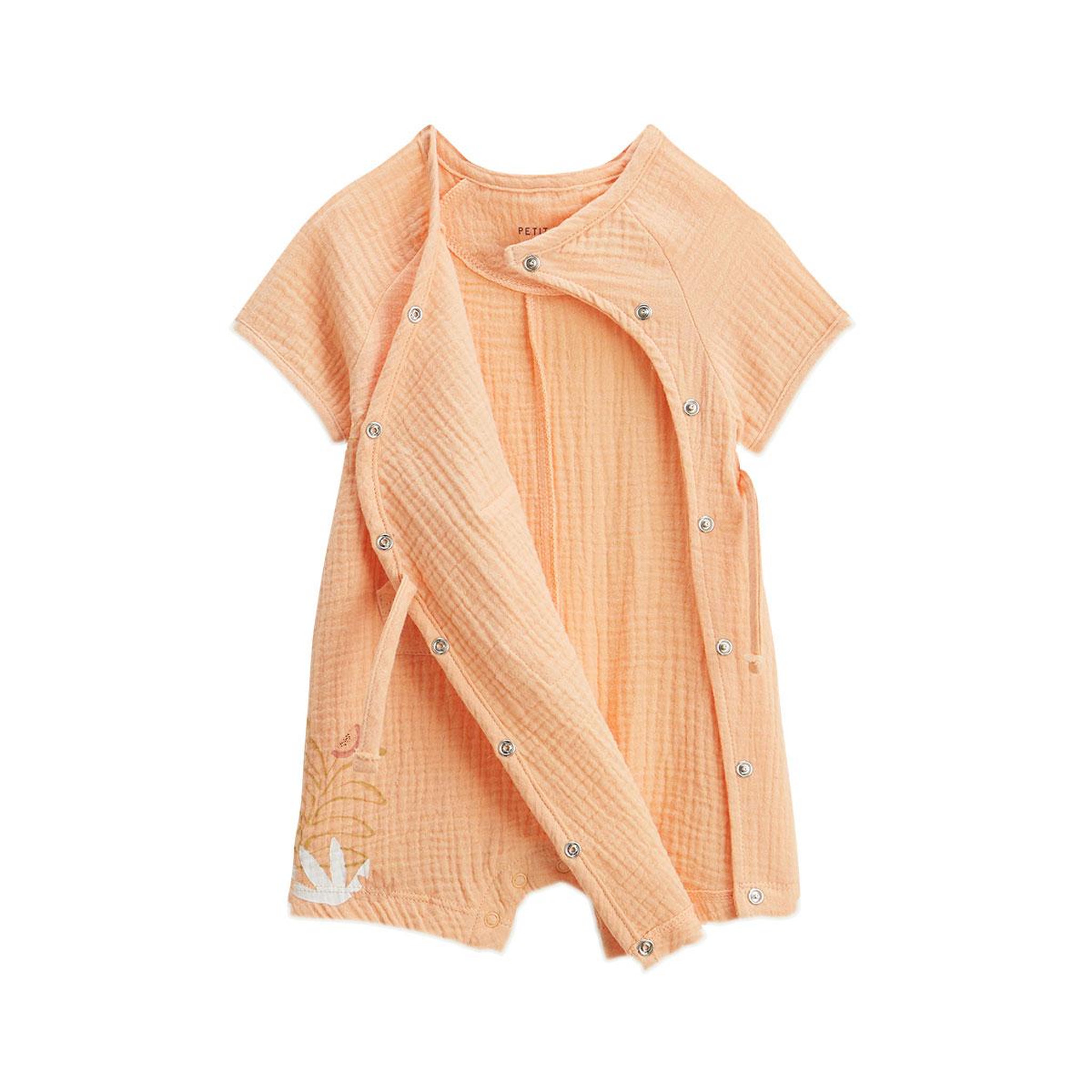 Voir la diapositive 3 : Petit Béguin Barboteuse bébé + headband en gaze de coton sierra