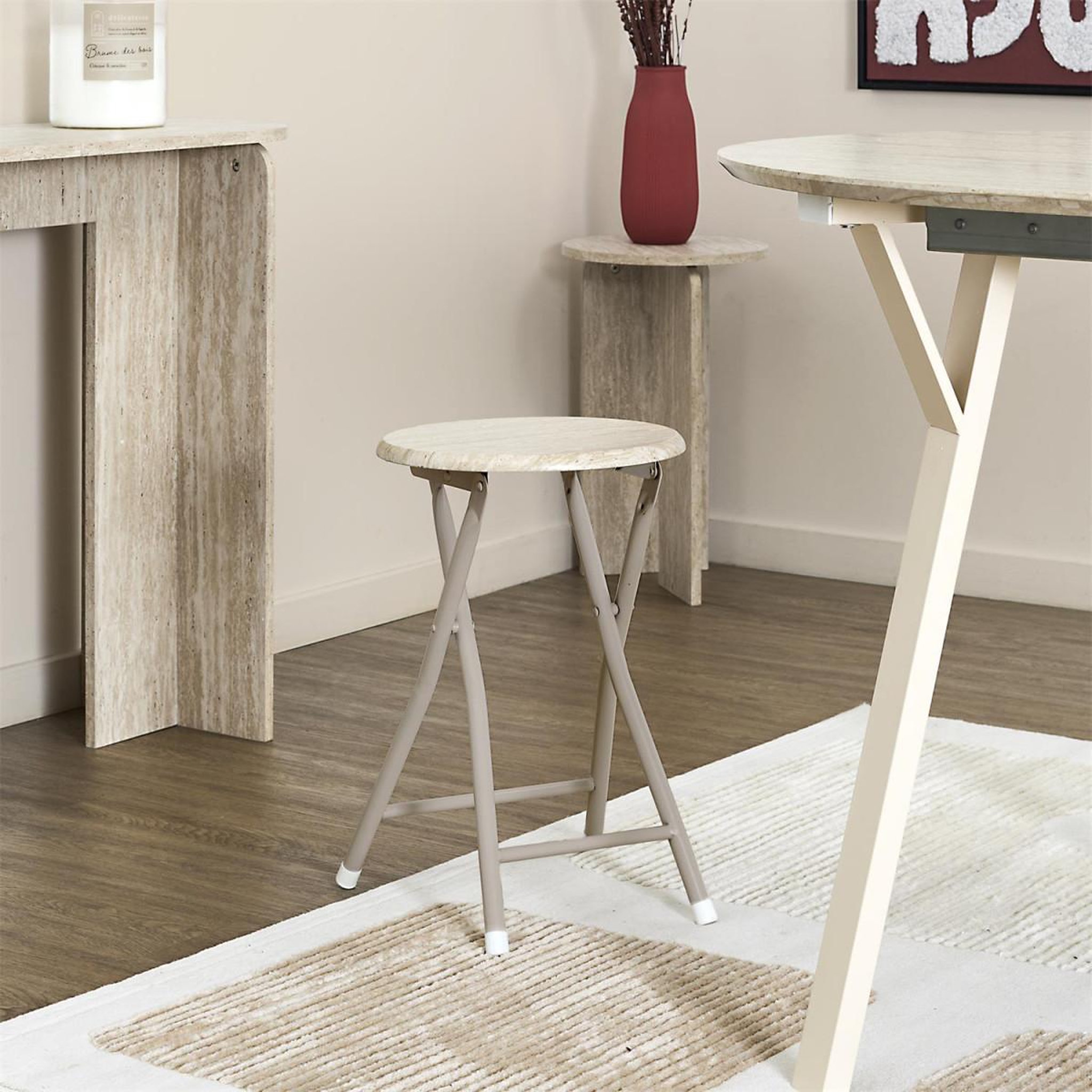 Voir la diapositive 4 : The Home Deco Factory Tabouret pliant  terra nova  45cm beige