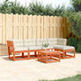 Voir la diapositive 1 : VIDAXL Salon de jardin 5 pcs avec coussins cire marron bois pin massif