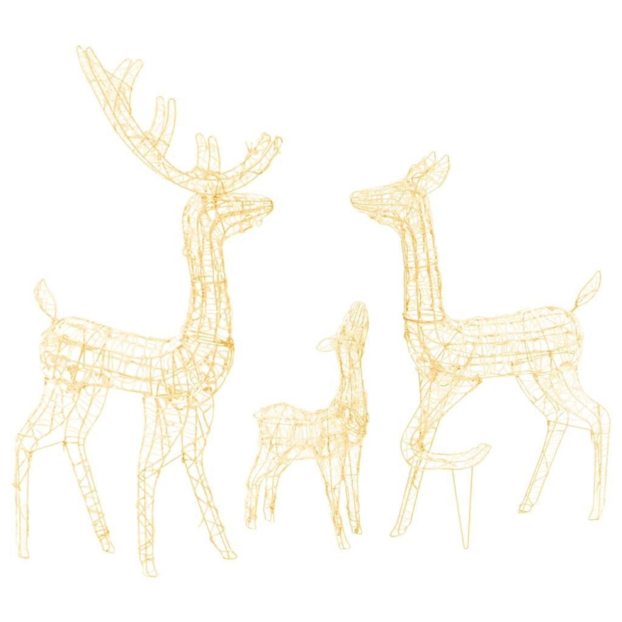 VIDAXL Famille de rennes de decoration acrylique 300 led blanc chaud