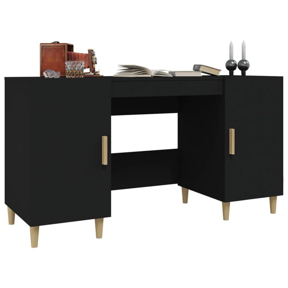 VIDAXL Bureau Noir 140x50x75 cm Bois d'ingenierie